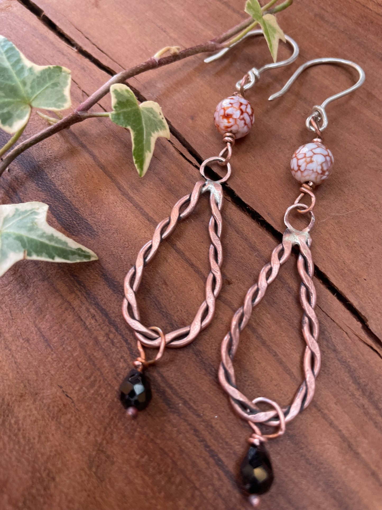 Copper And Sterling Hoop Earrings