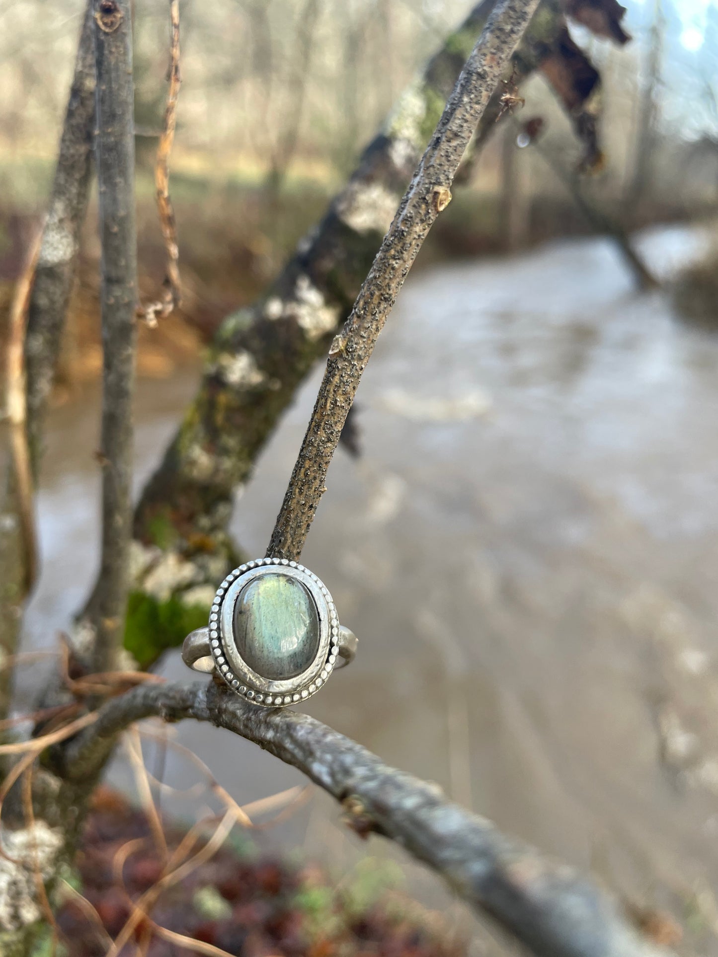 Labradorite Sterling Ring Size 8