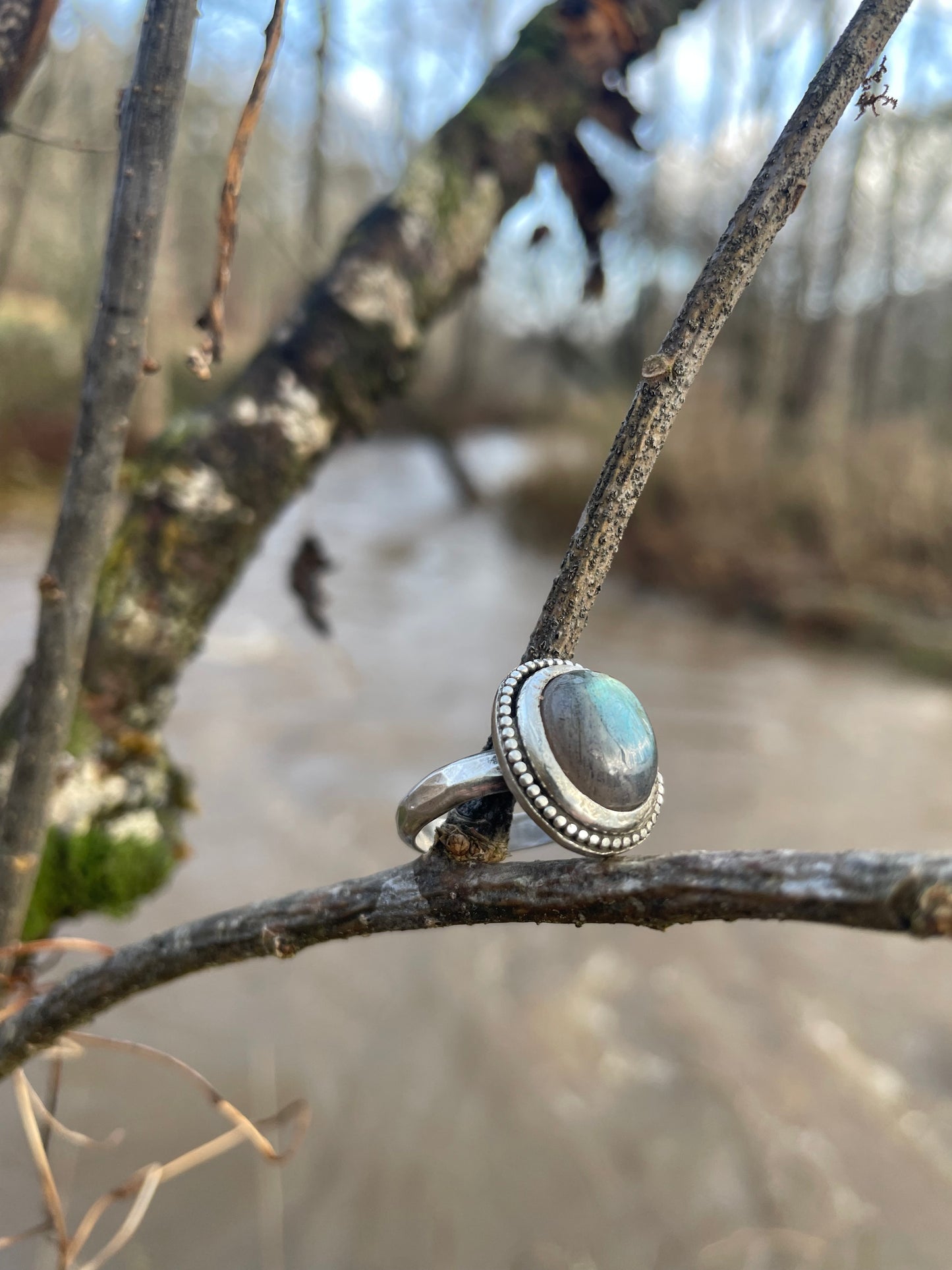 Labradorite Sterling Ring Size 8