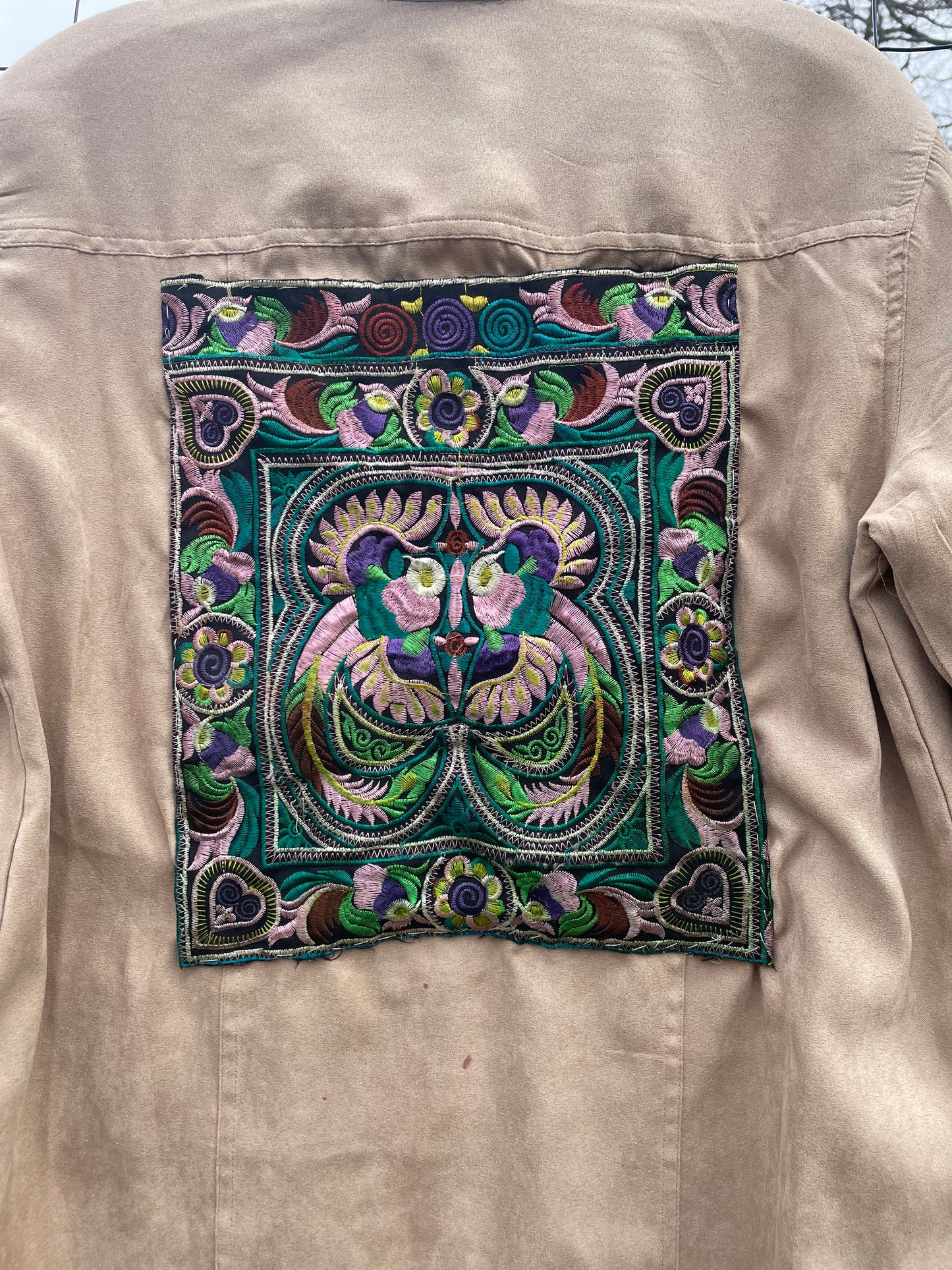 Upcycled Faux Suede Shirt With Hill Tribe Embroidery