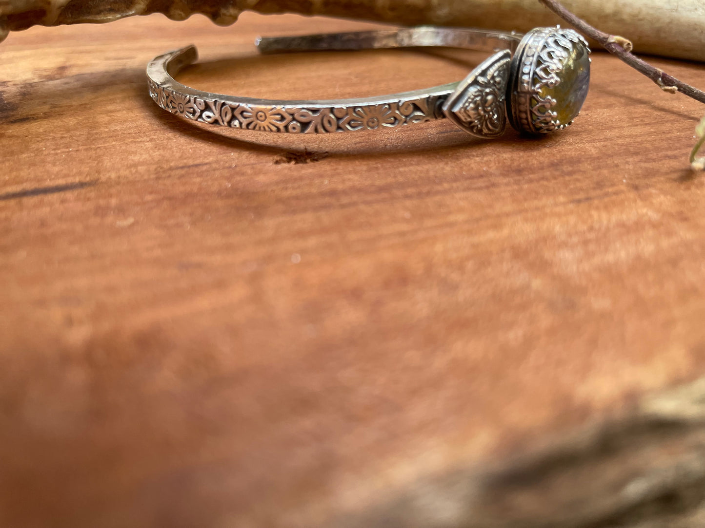Labradorite Sterling Bangle Bracelet