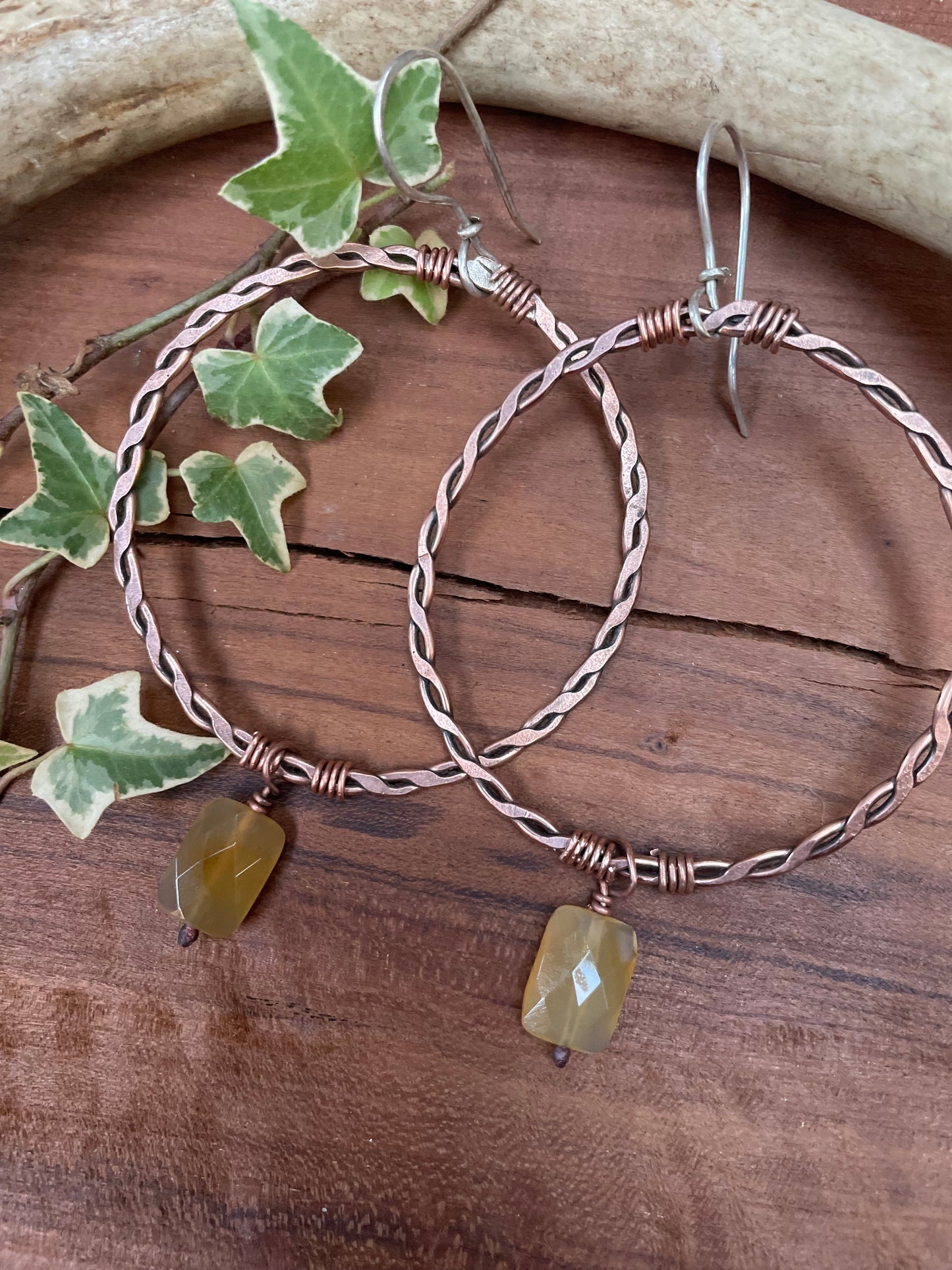 Large Copper Twist Hoop Earrings