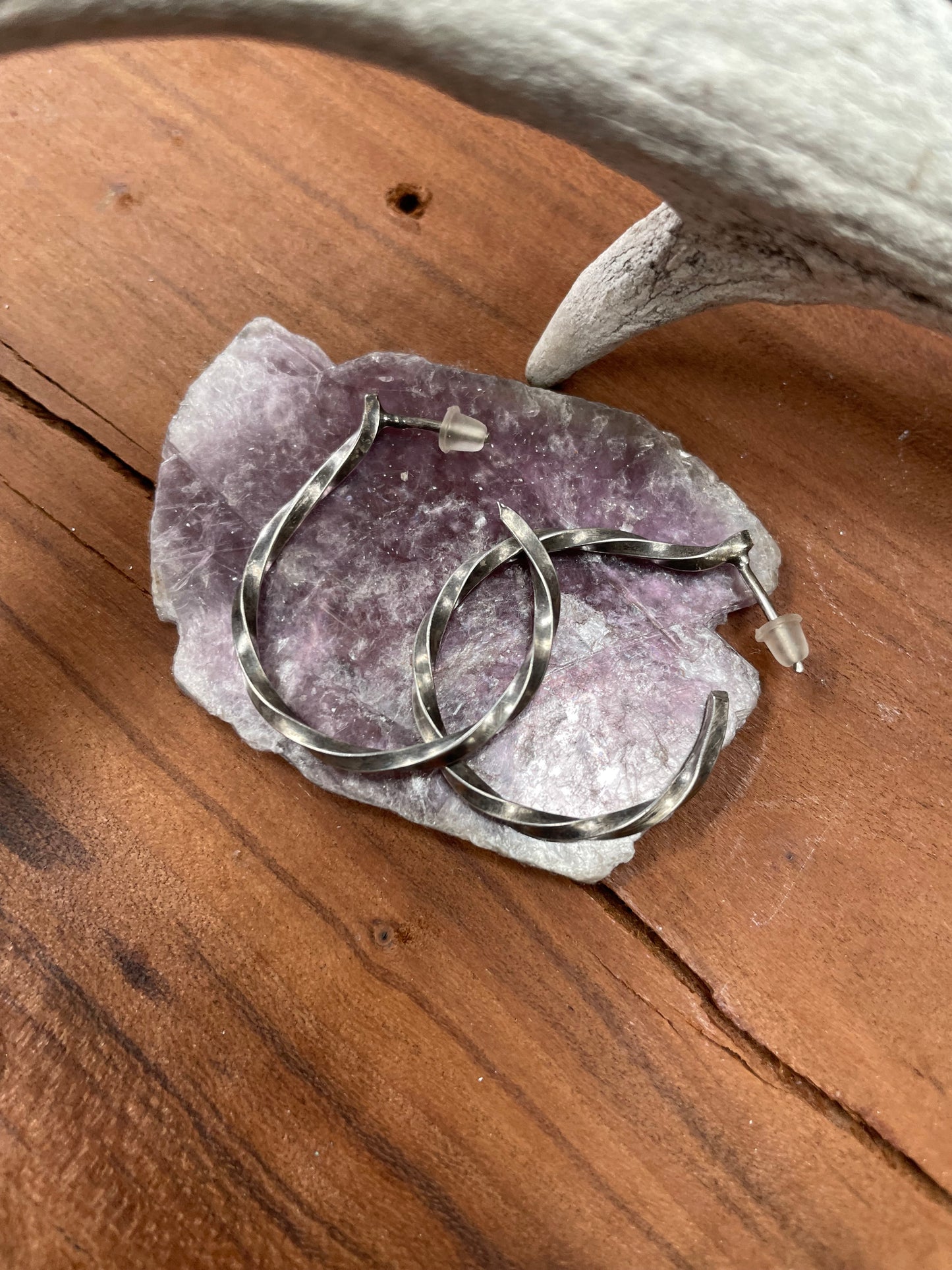 Sterling Silver Twist Hoop Earrings