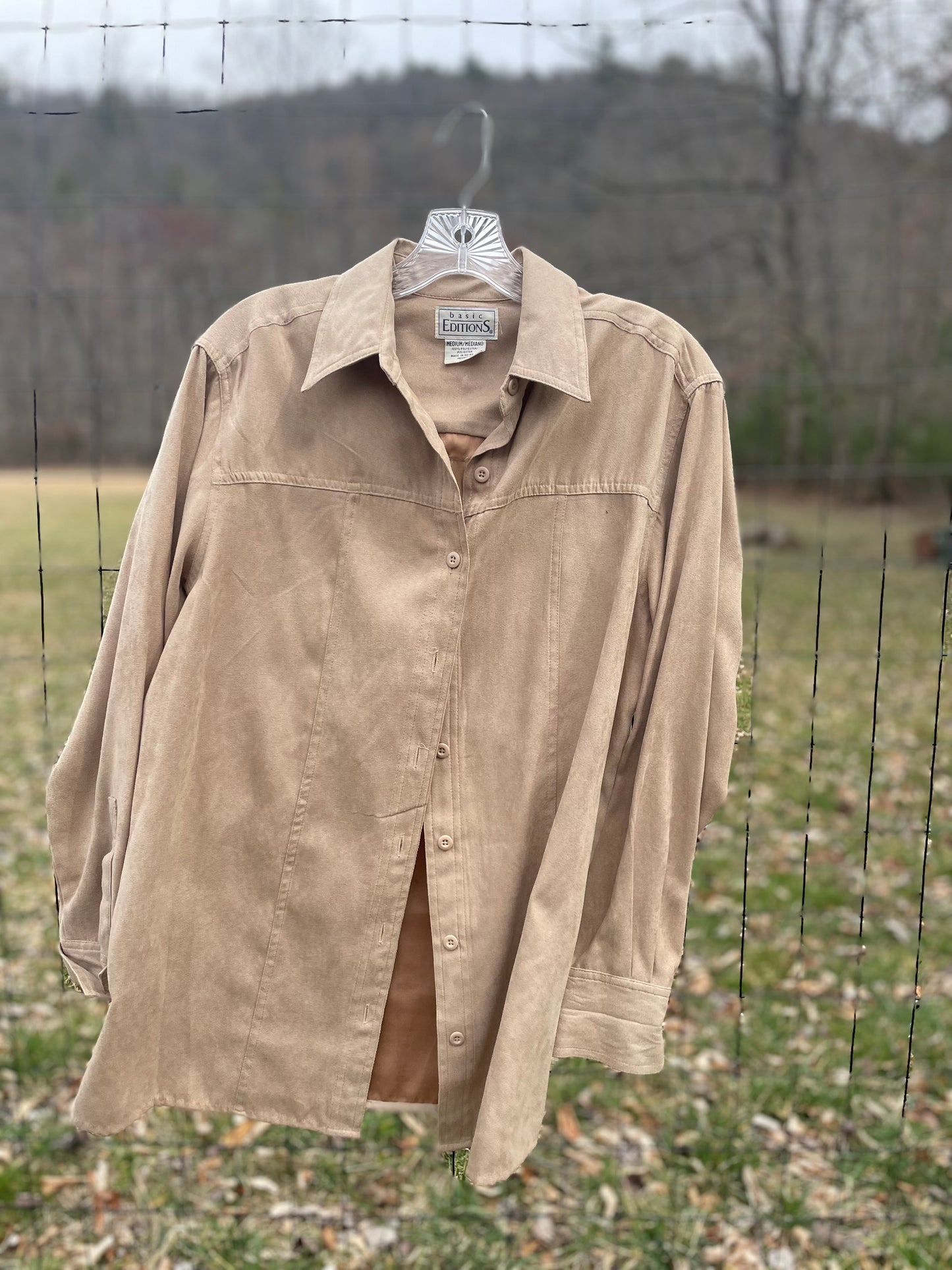 Upcycled Faux Suede Shirt With Hill Tribe Embroidery