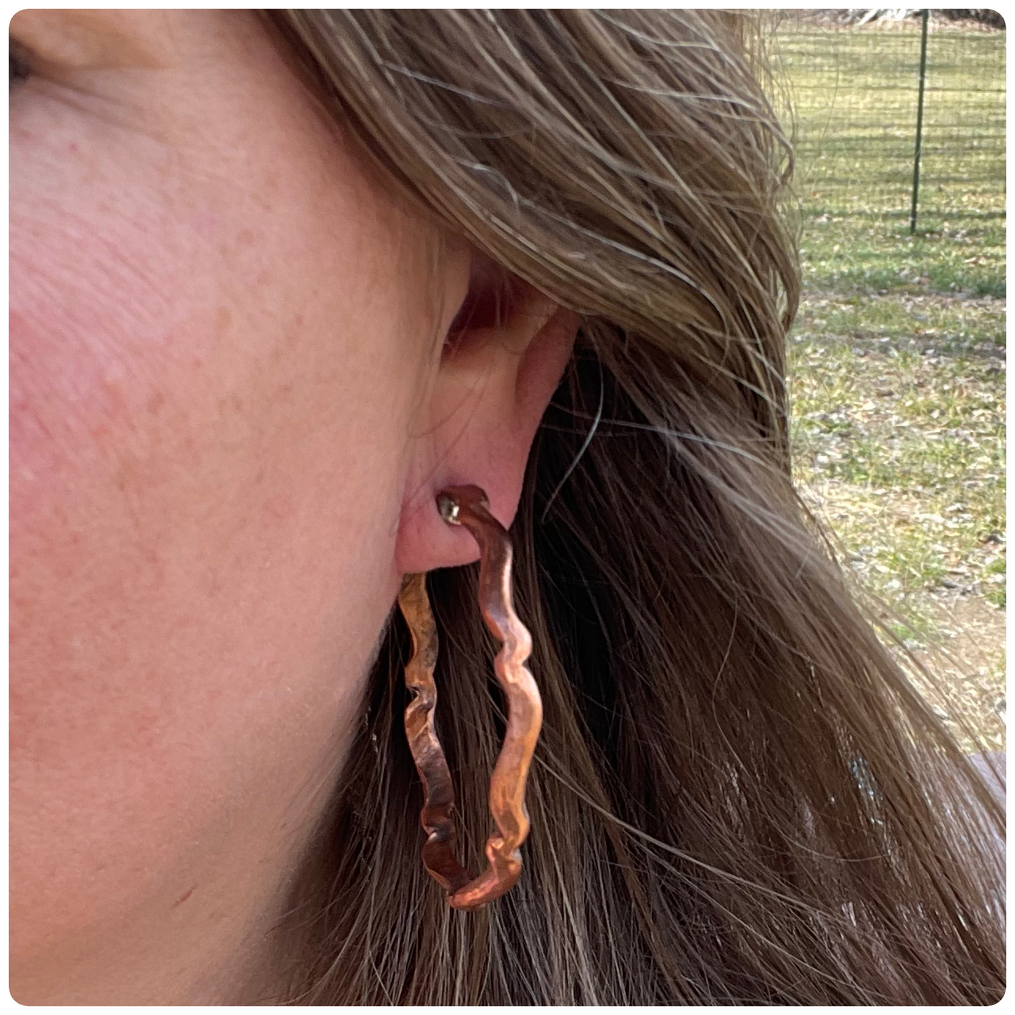 Copper Wave Hoop Earrings