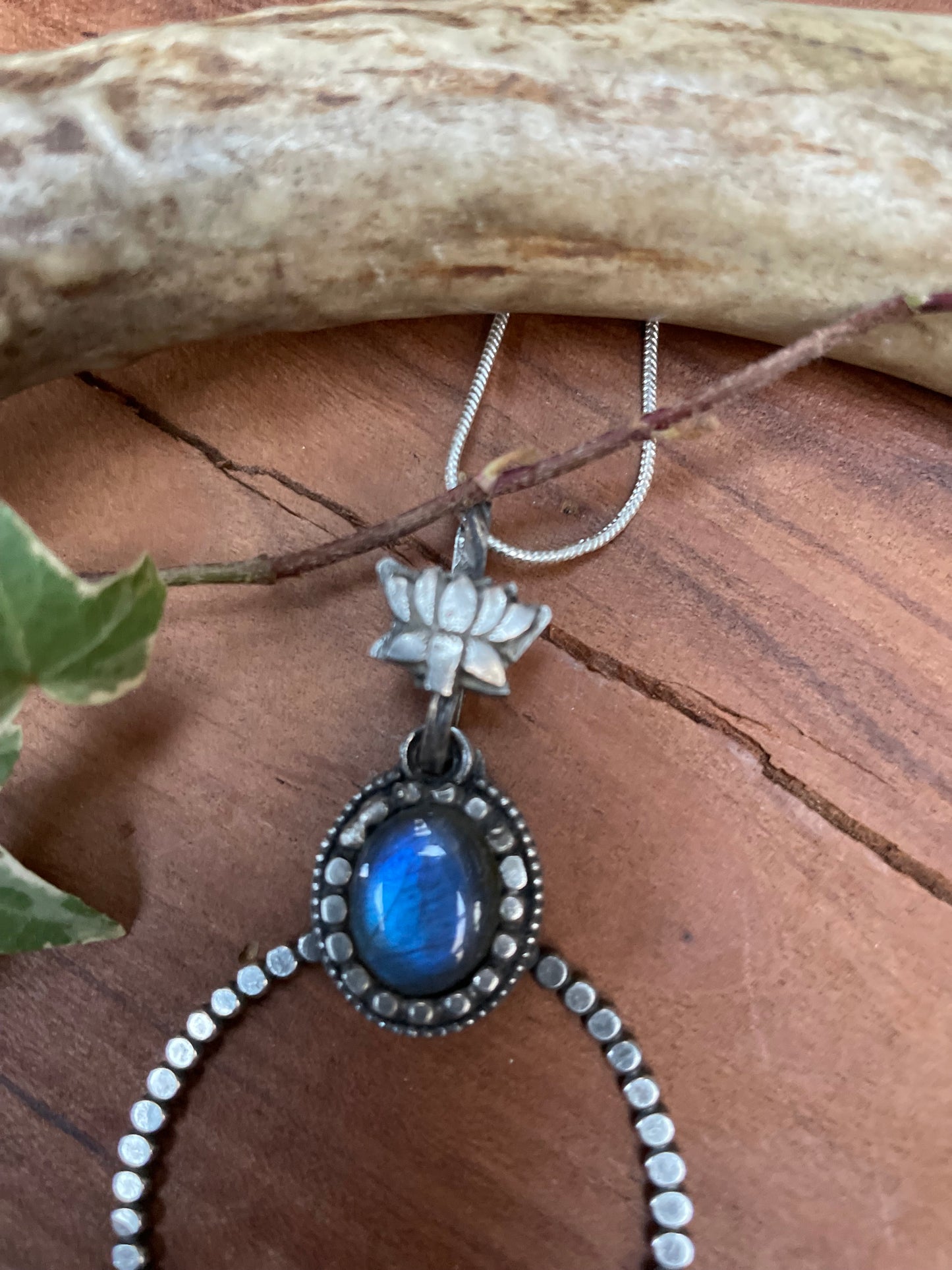 Moonstone and Labradorite Lotus Pendant