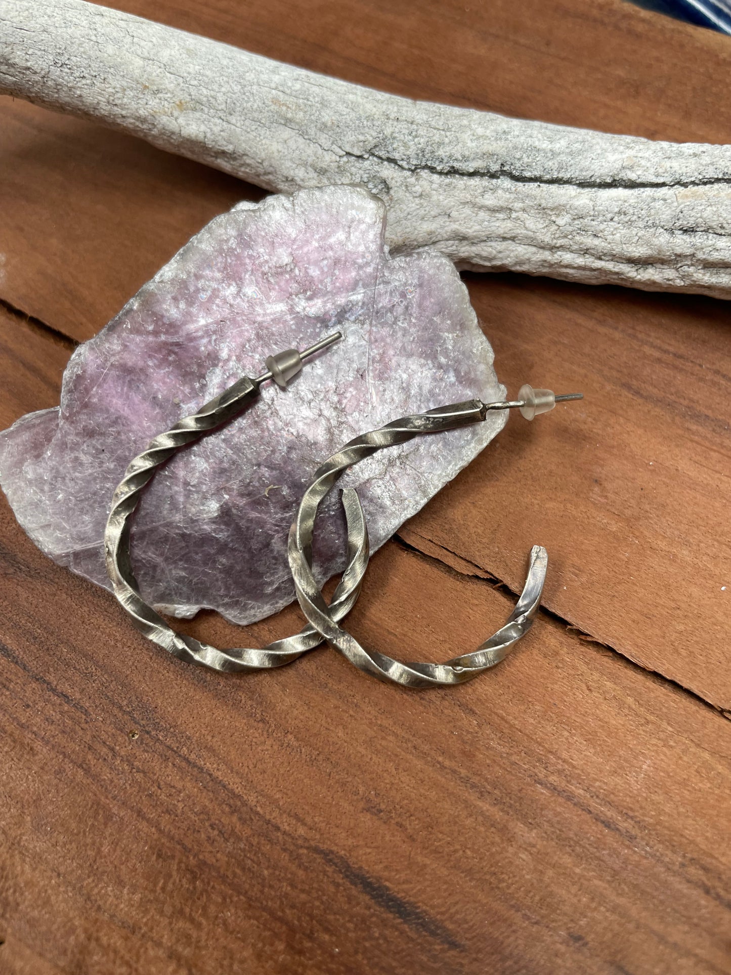 Sterling Twisted Hoop Earrings