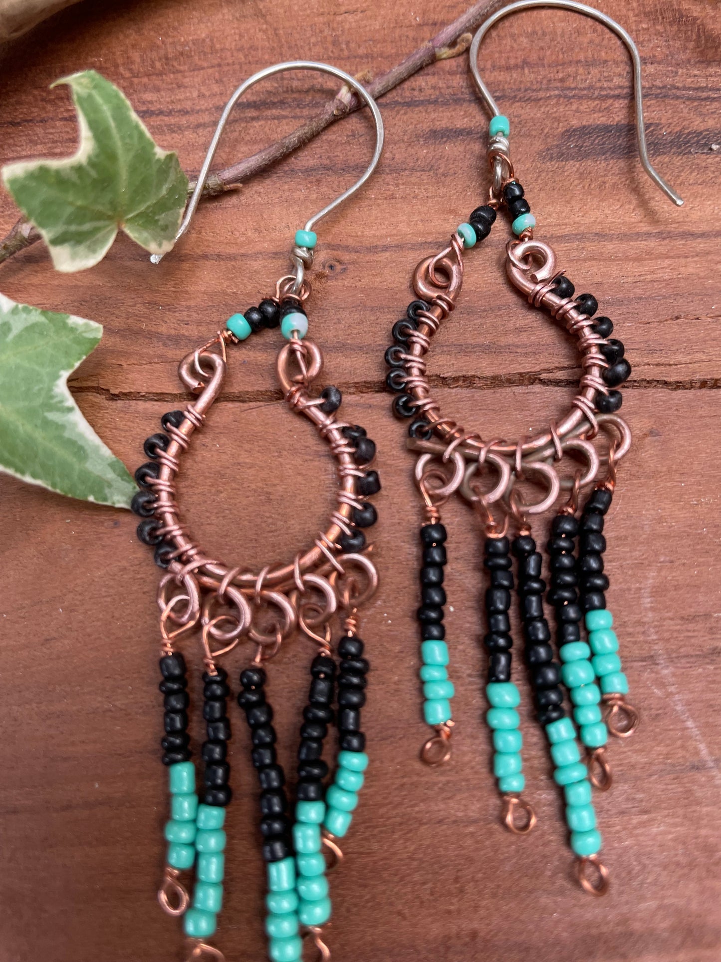 Seed Bead Hoop Duster Earrings
