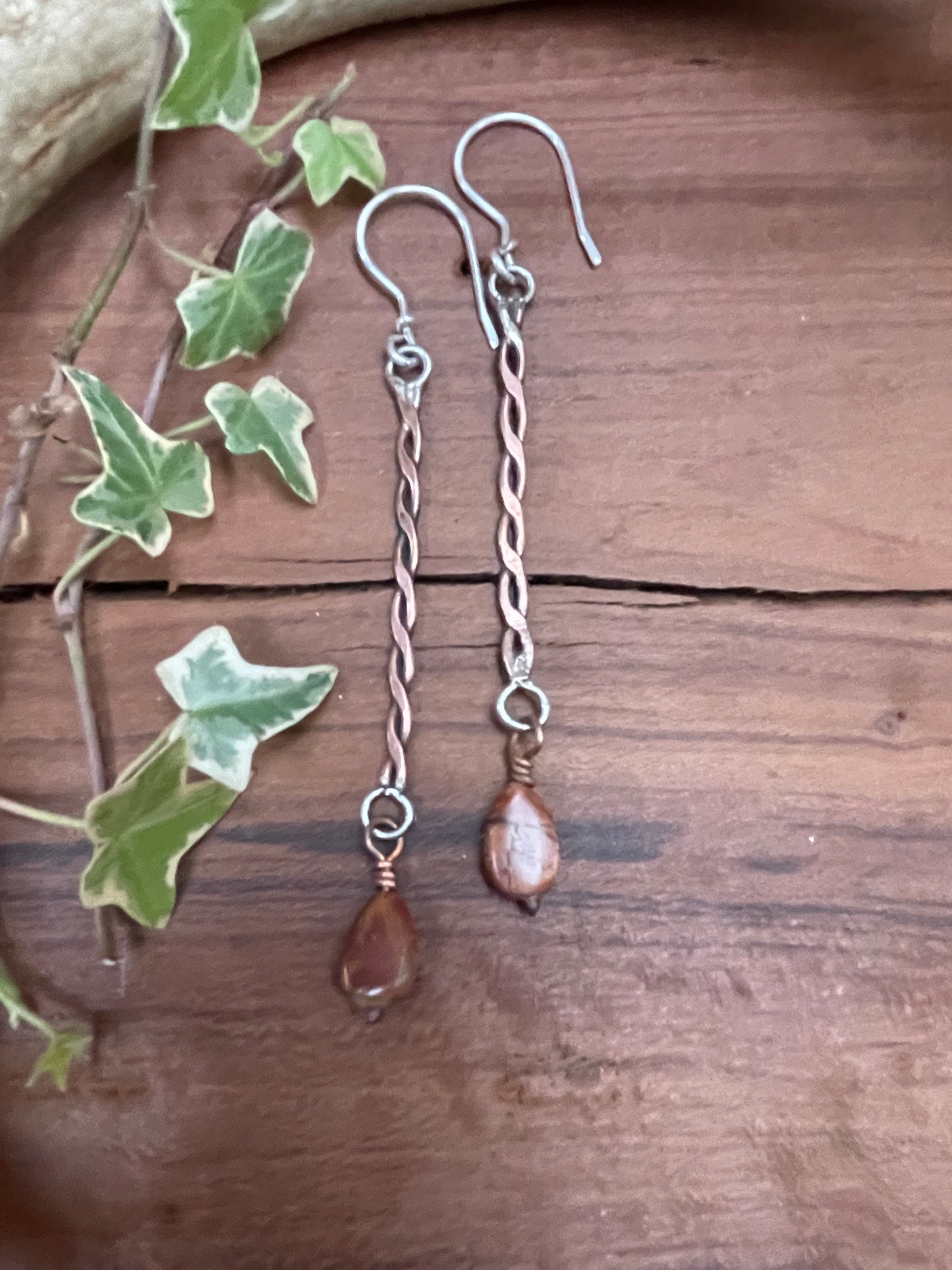 Copper and Sterling Cherry Creek Jasper Earrings