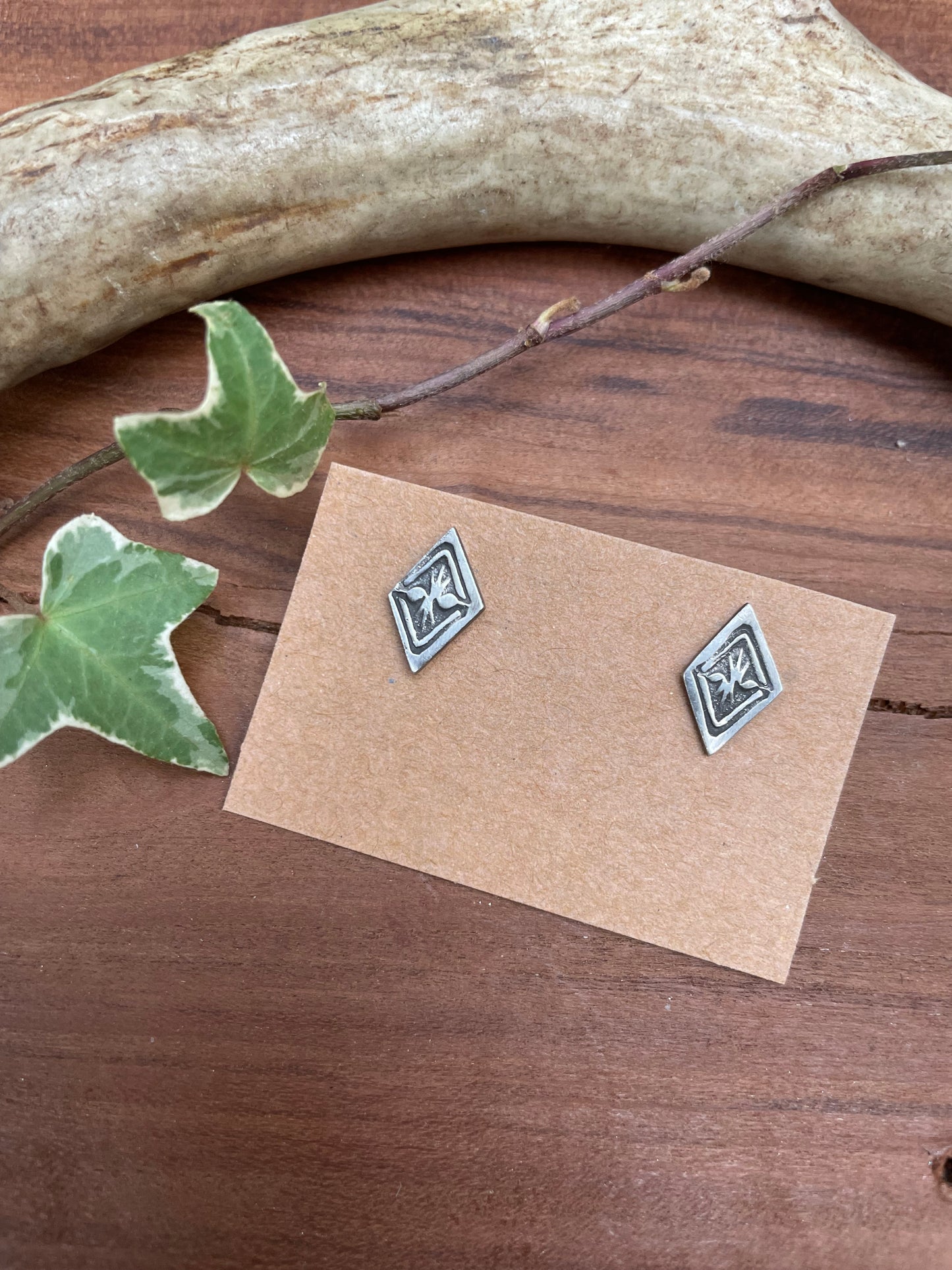 Sold: Sterling Stamped Stud Earrings/ made to order available