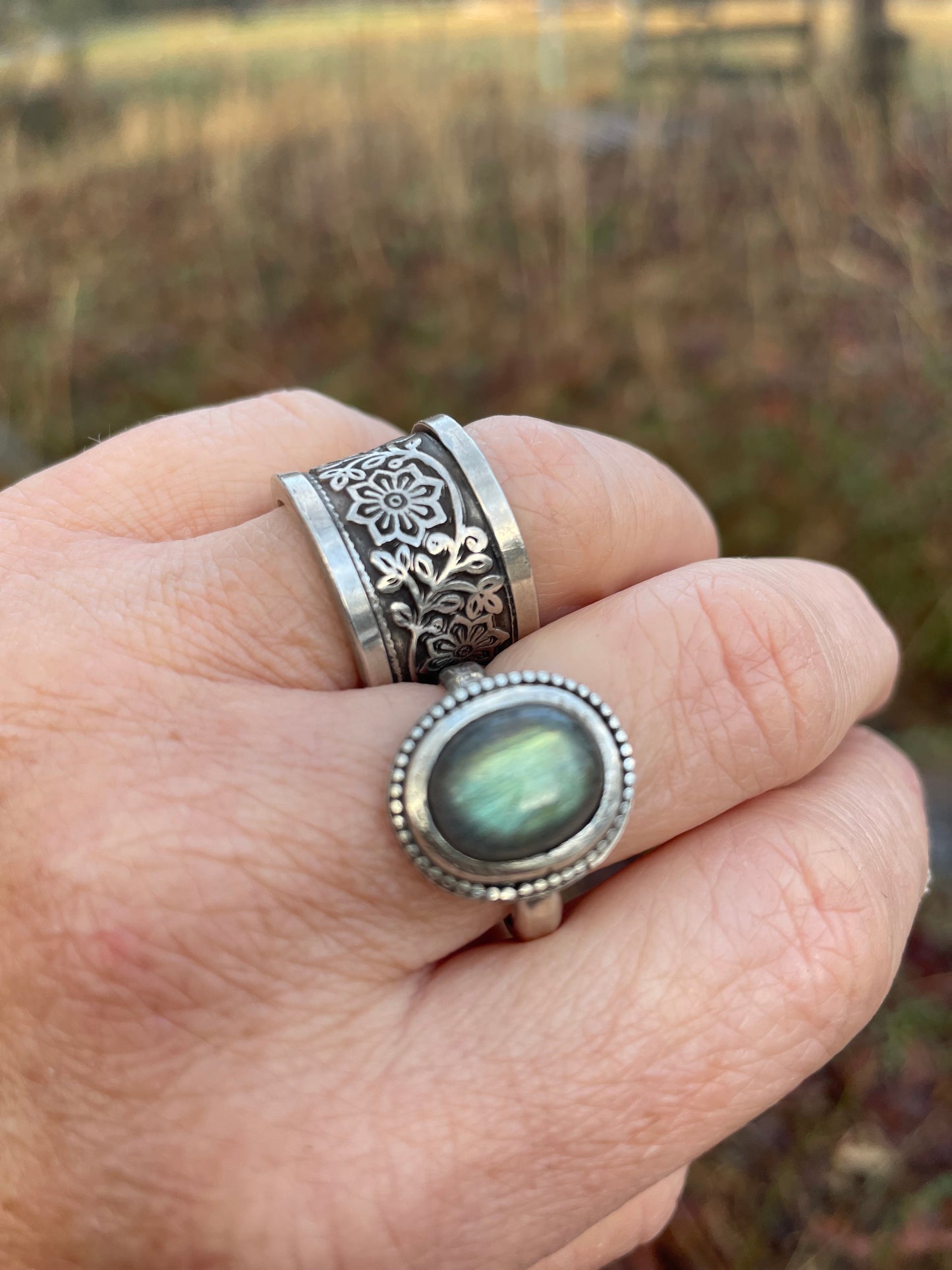 Labradorite Sterling Ring Size 8