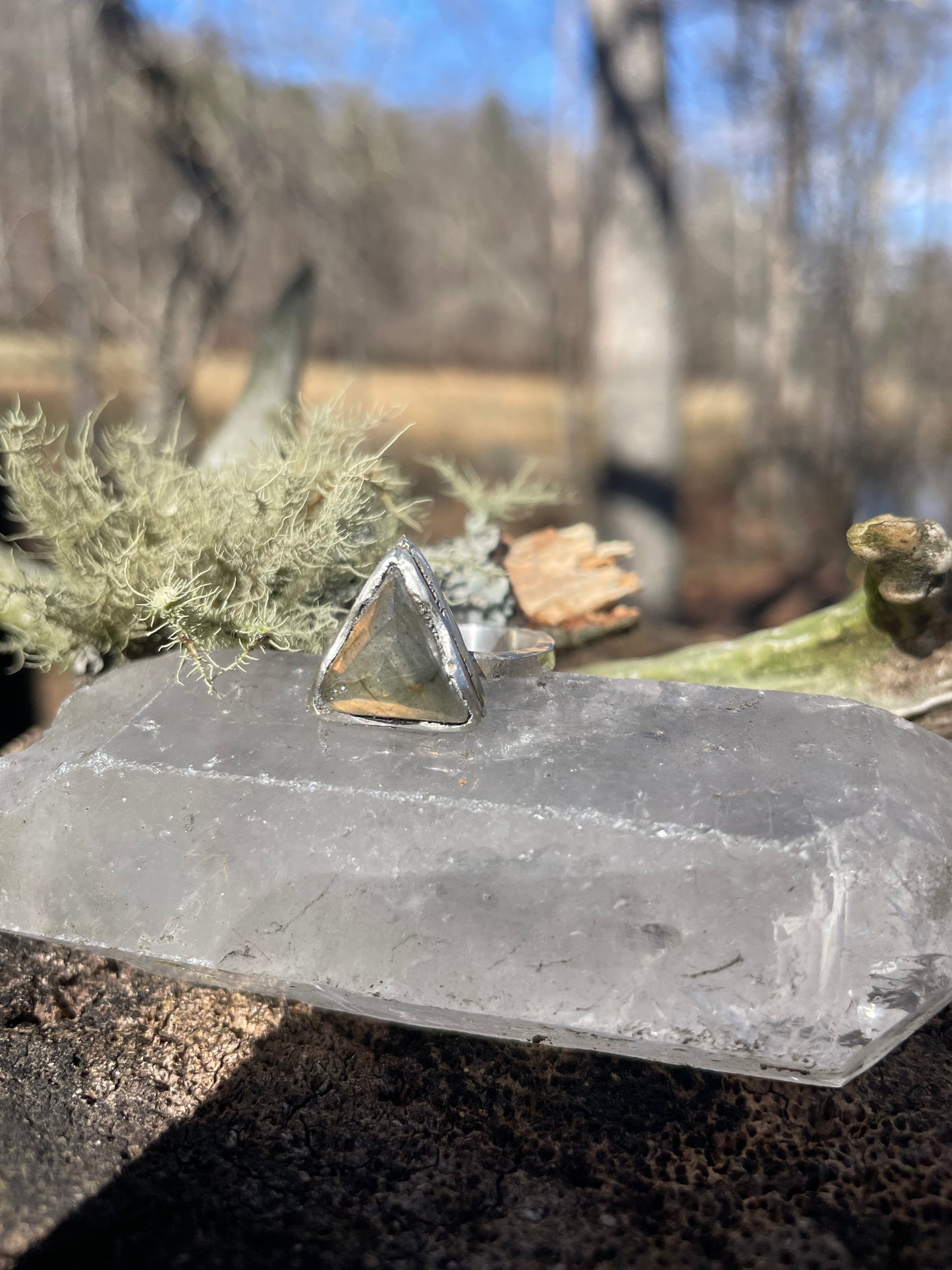 Golden Labradorite Sterling Ring