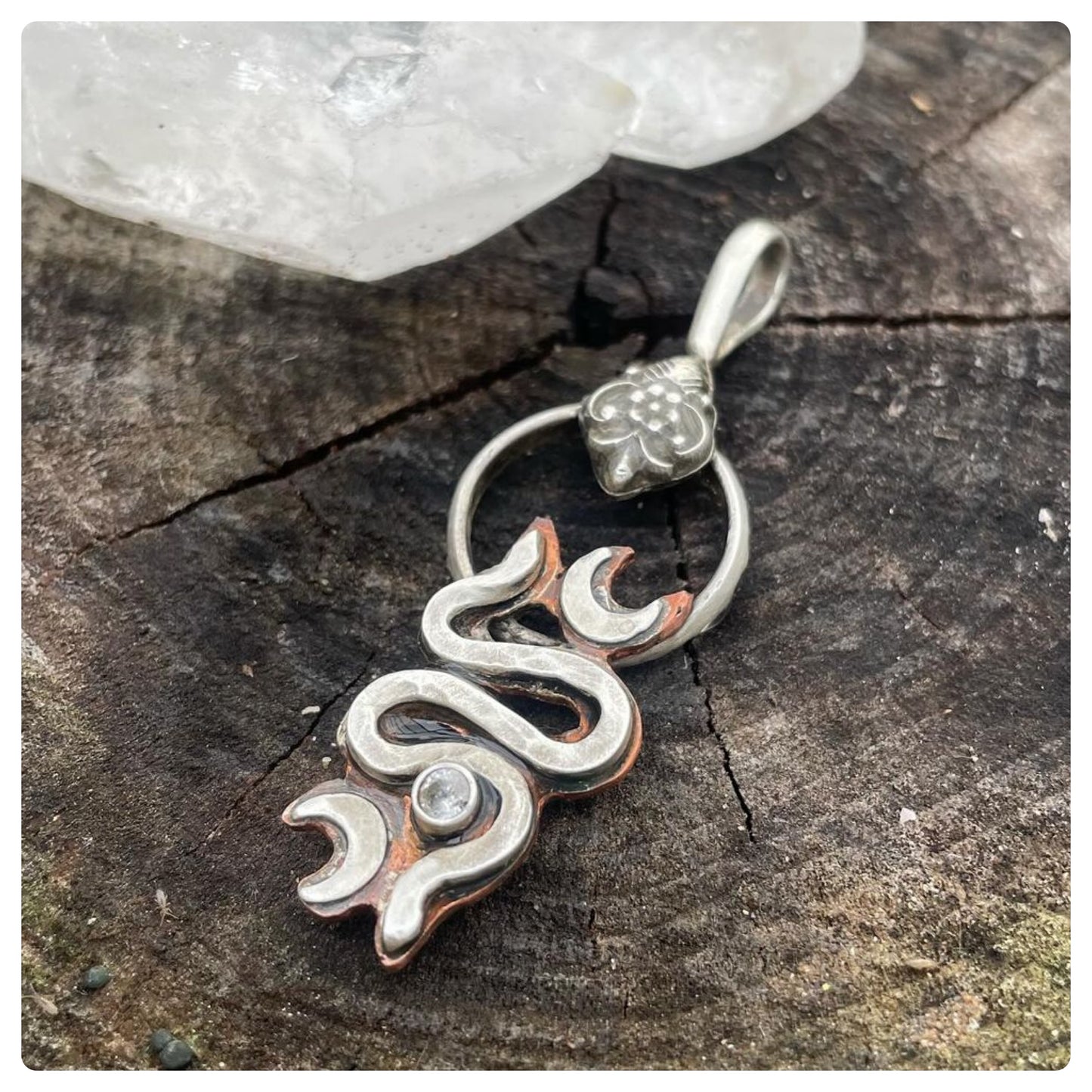 Snake and Moon Stering Pendant/Charm