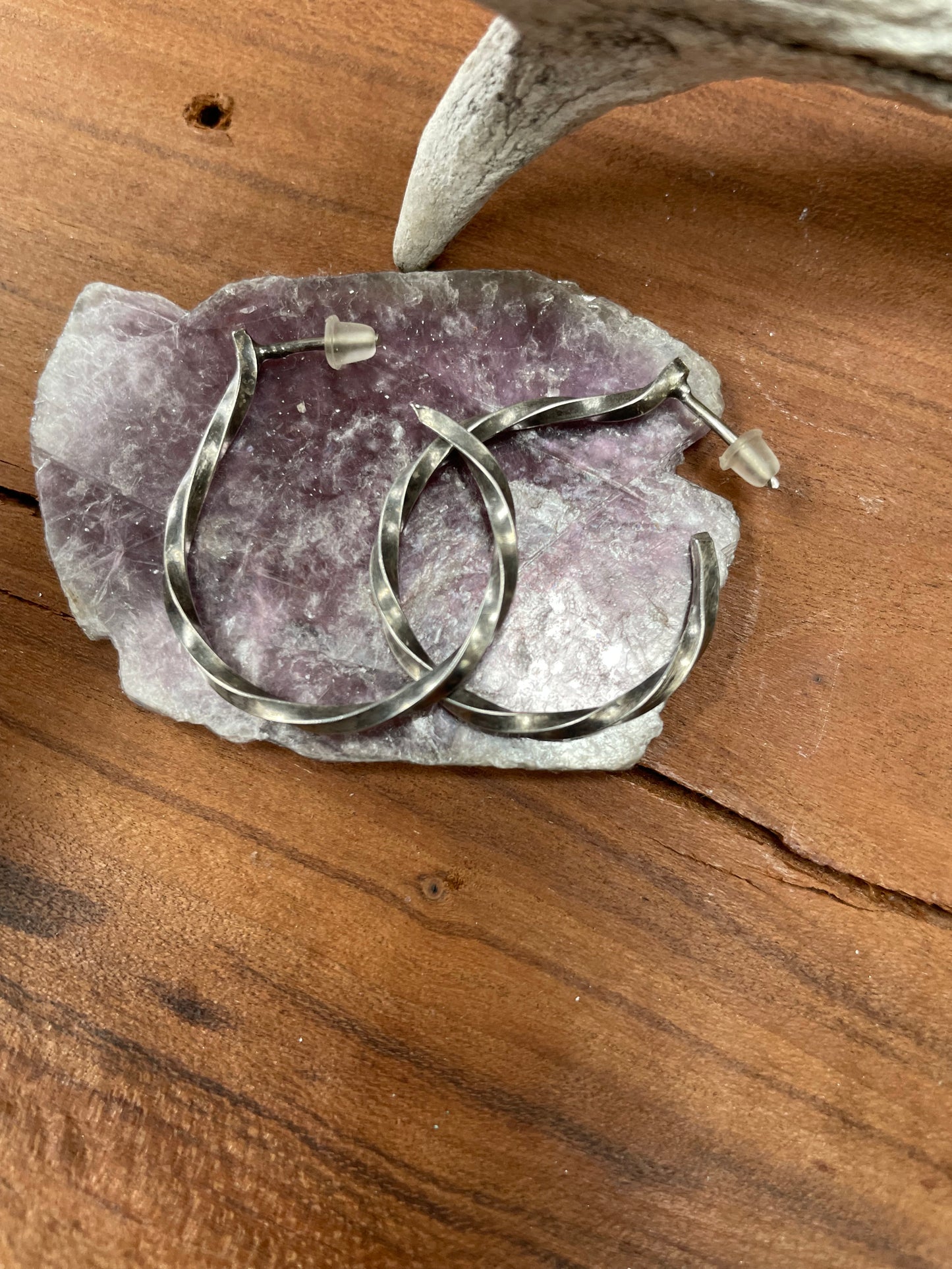 Sterling Silver Twist Hoop Earrings