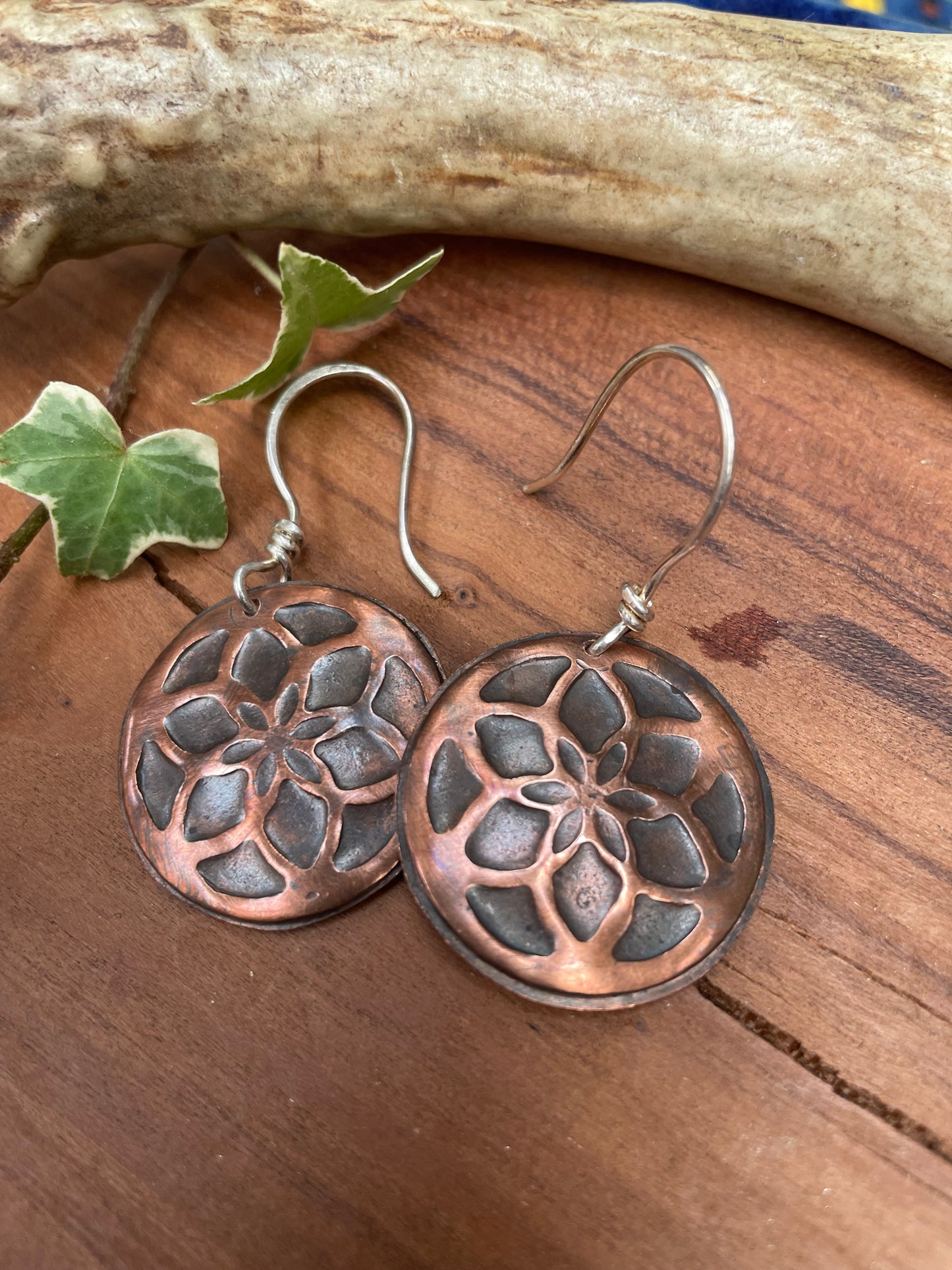Flower of Life Copper Earrings
