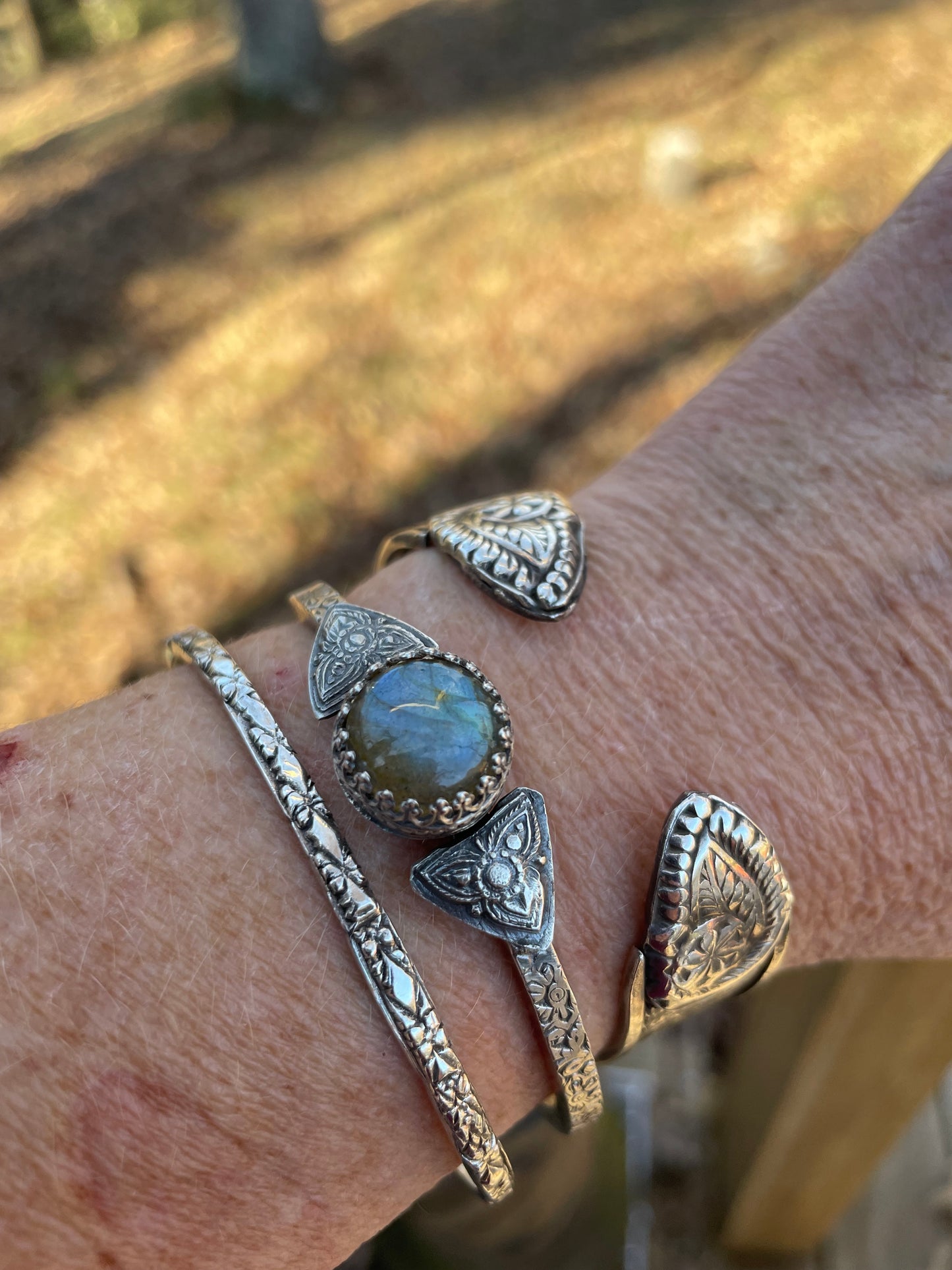 Labradorite Sterling Bangle Bracelet