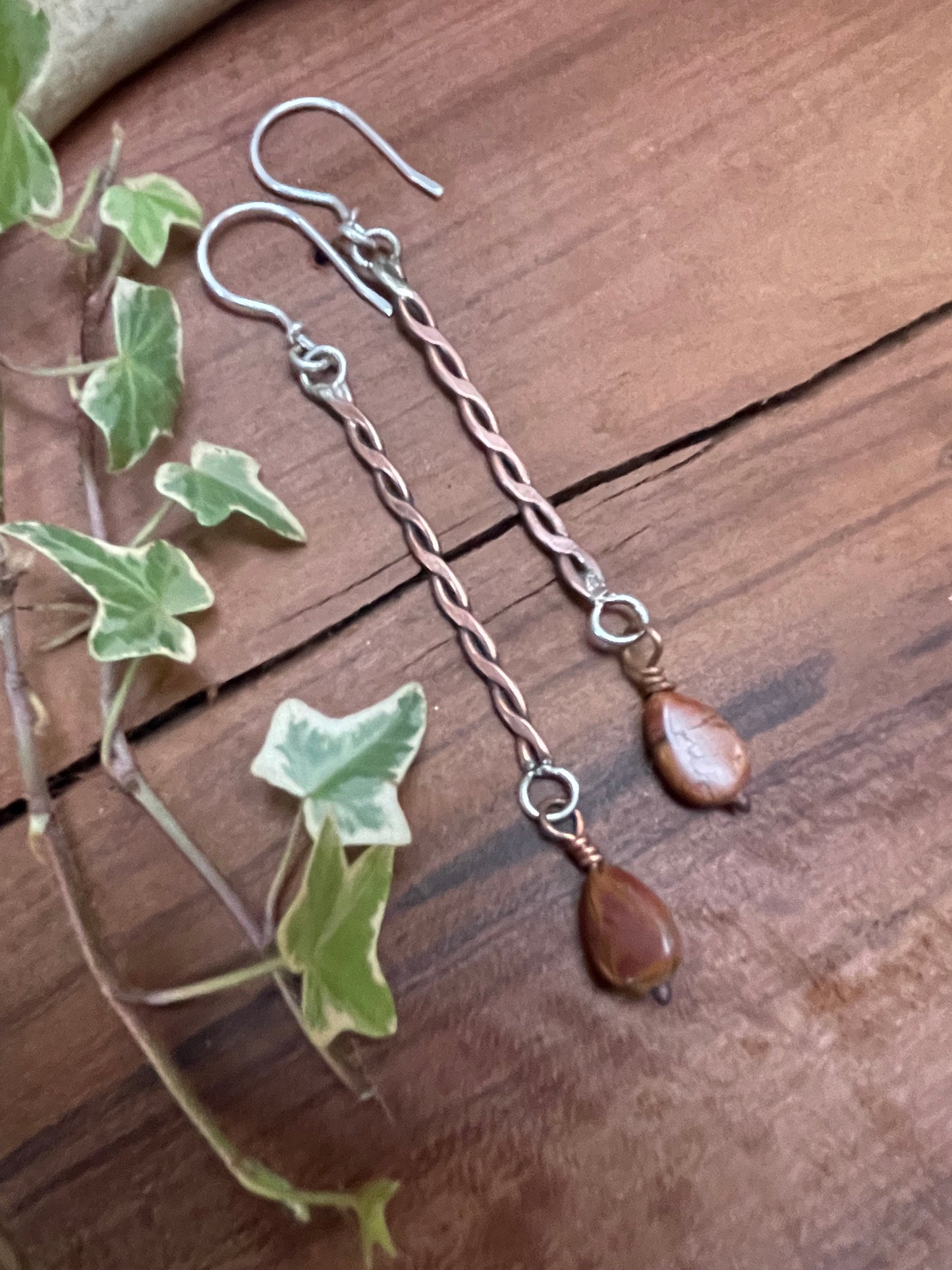 Copper and Sterling Cherry Creek Jasper Earrings