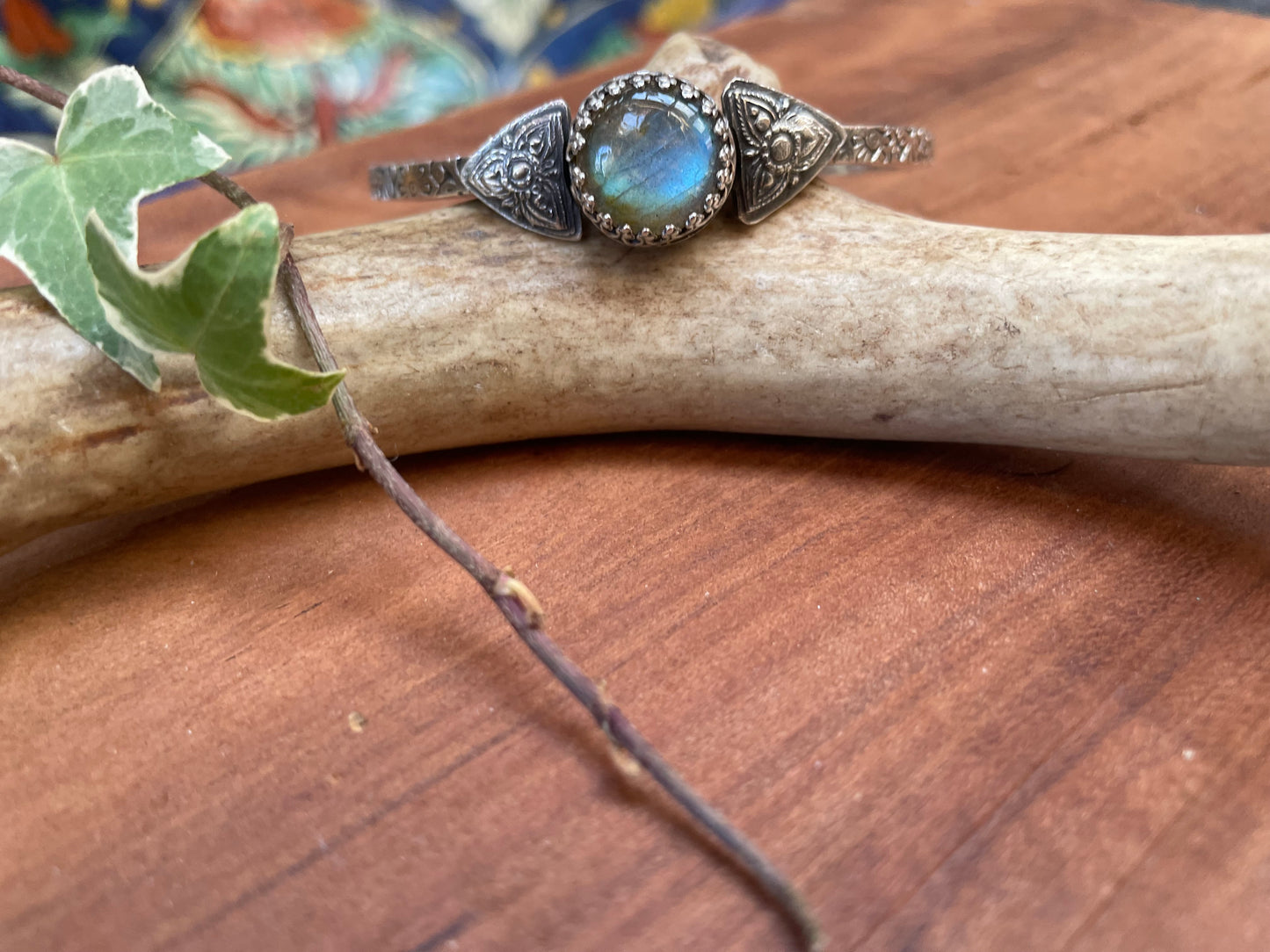 Labradorite Sterling Bangle Bracelet