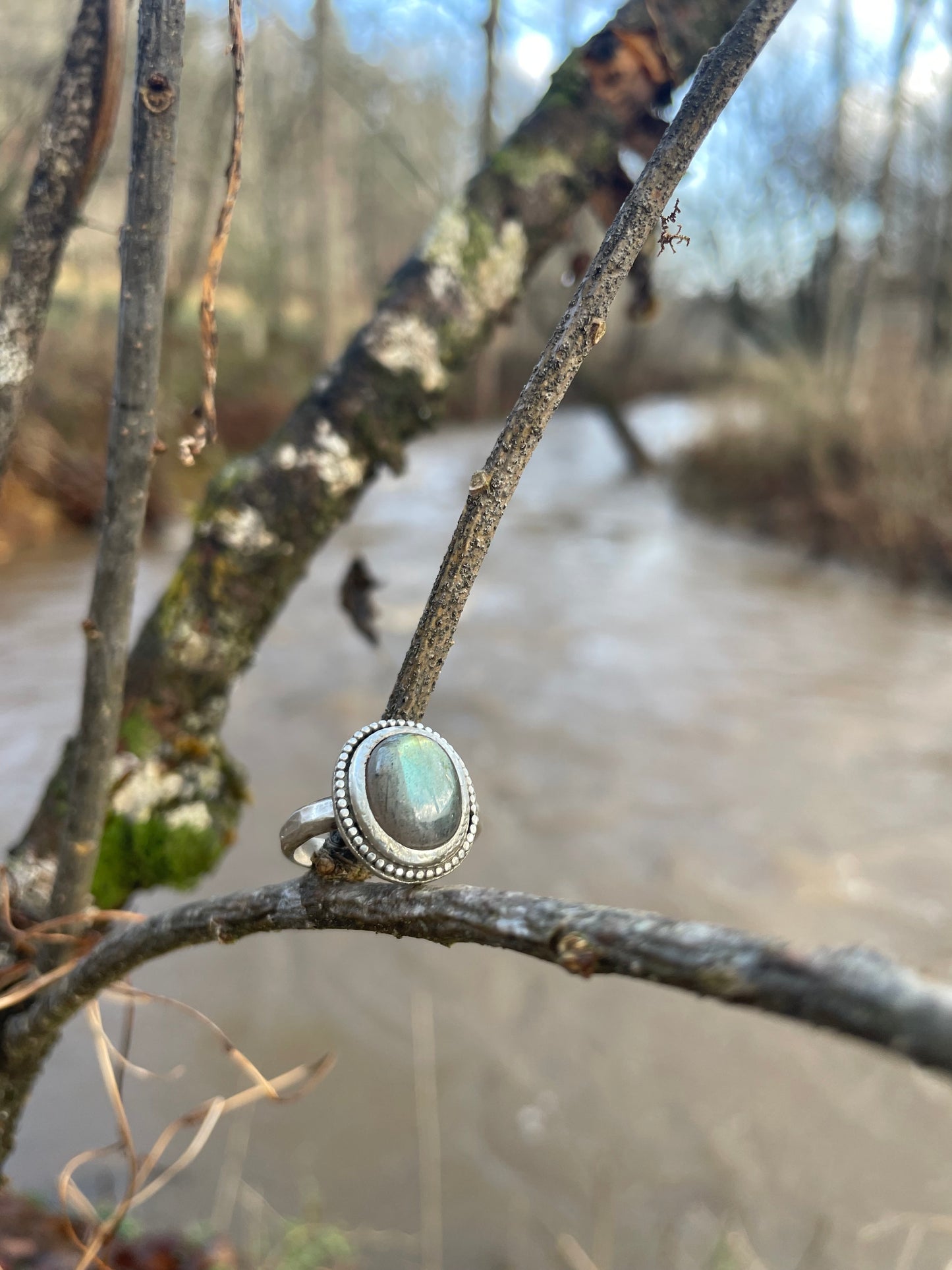 Labradorite Sterling Ring Size 8