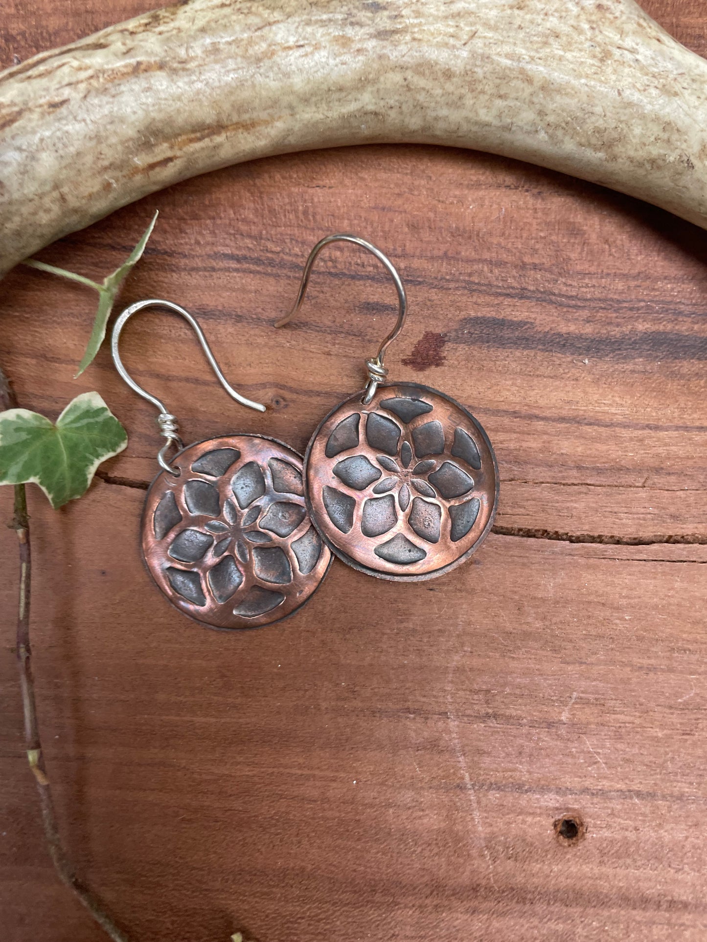 Flower of Life Copper Earrings