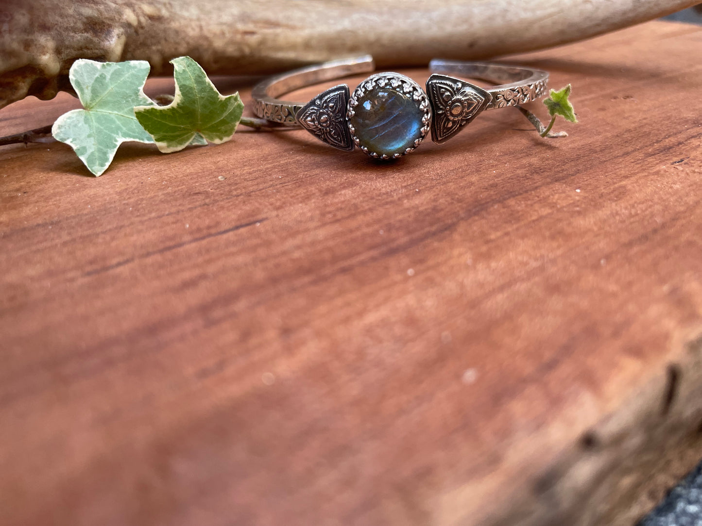 Labradorite Sterling Bangle Bracelet