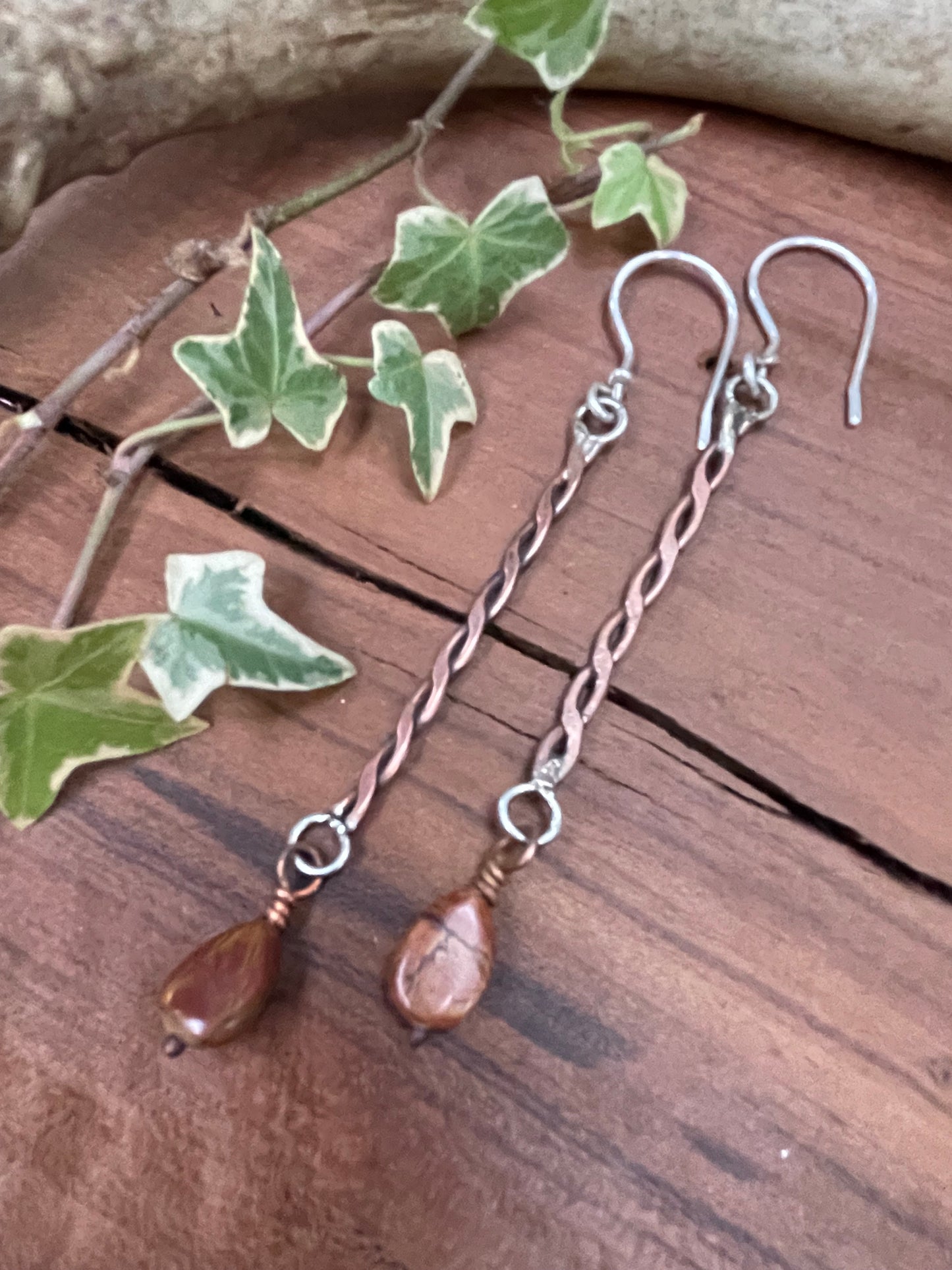 Copper and Sterling Cherry Creek Jasper Earrings