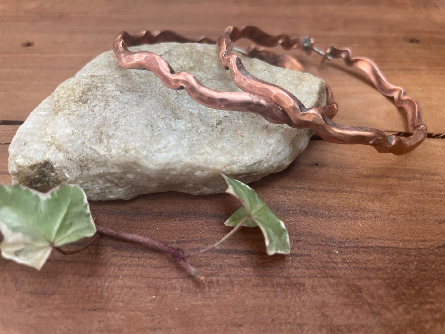 Copper Wave Hoop Earrings