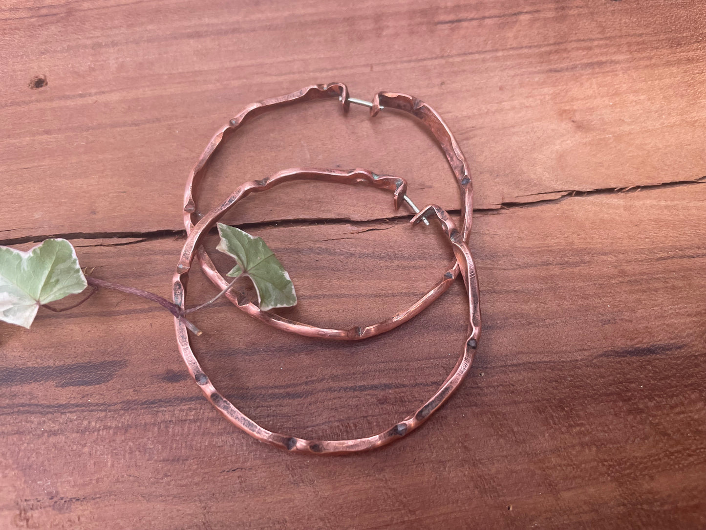 Copper Wave Hoop Earrings