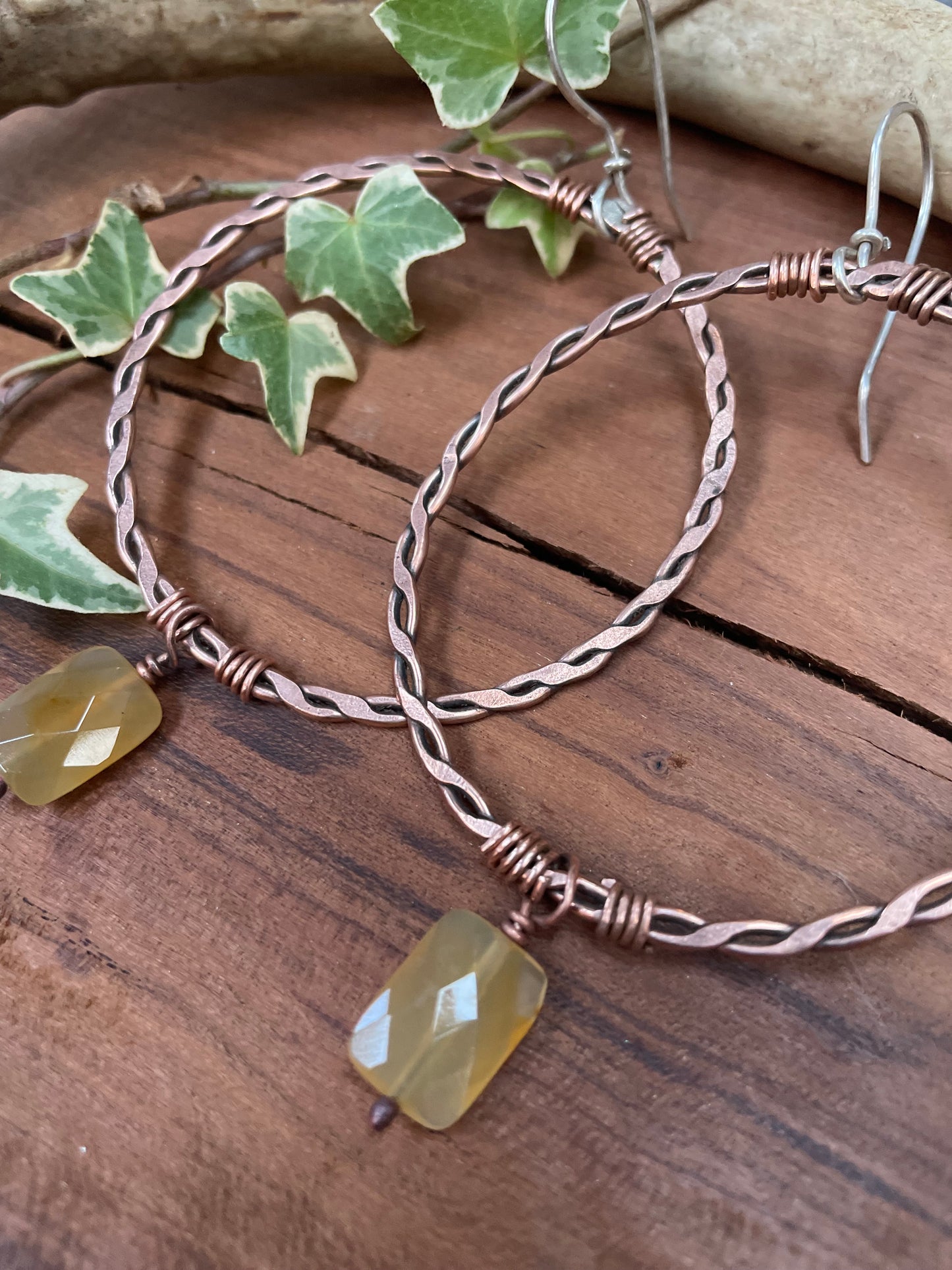Large Copper Twist Hoop Earrings
