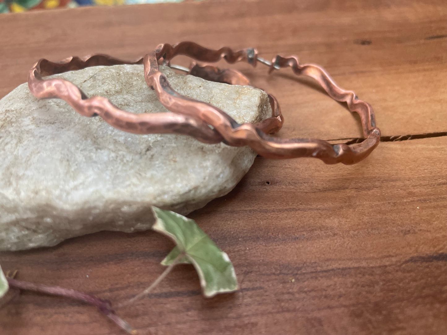 Copper Wave Hoop Earrings