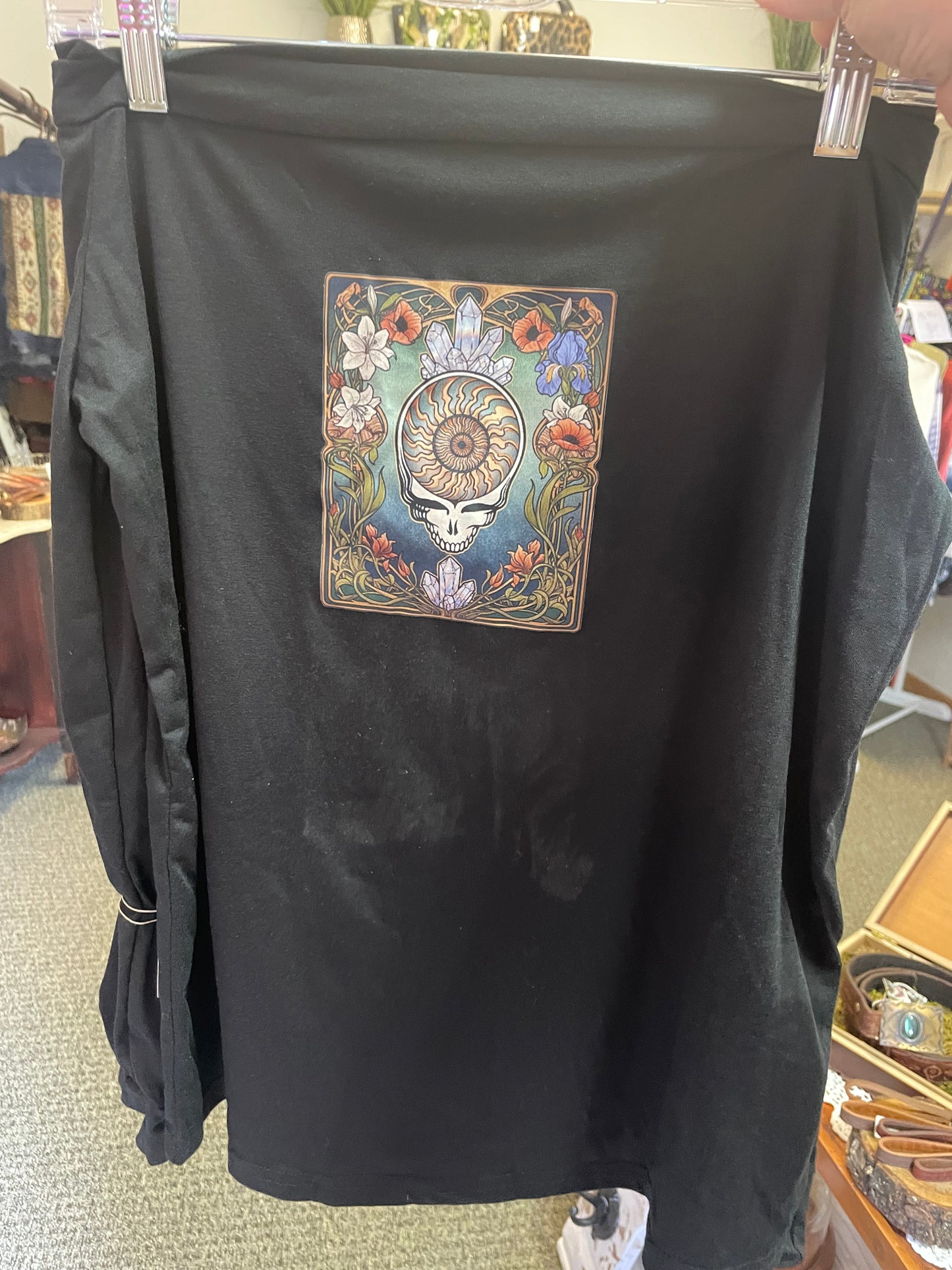 Art Nouveau Stealie Long Sleeve Black Top