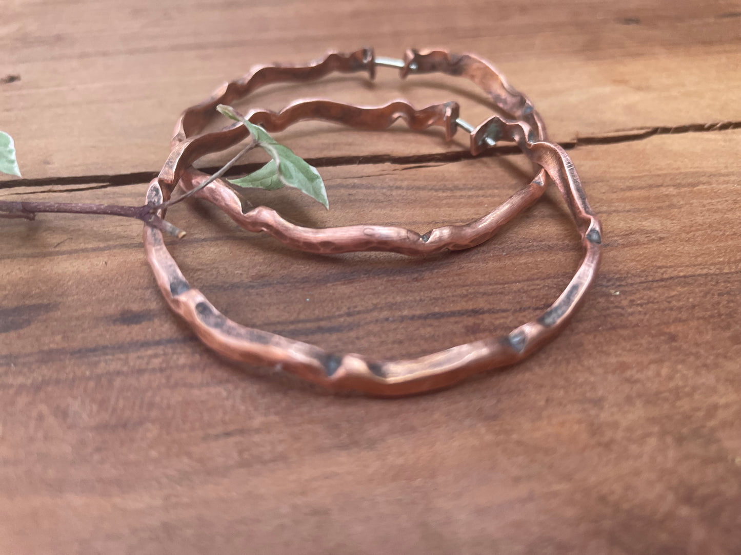 Copper Wave Hoop Earrings