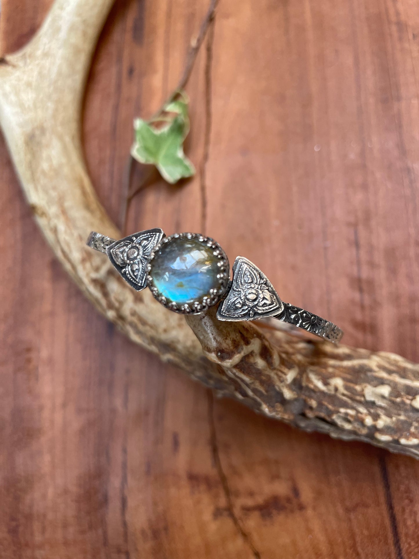 Labradorite Sterling Bangle Bracelet