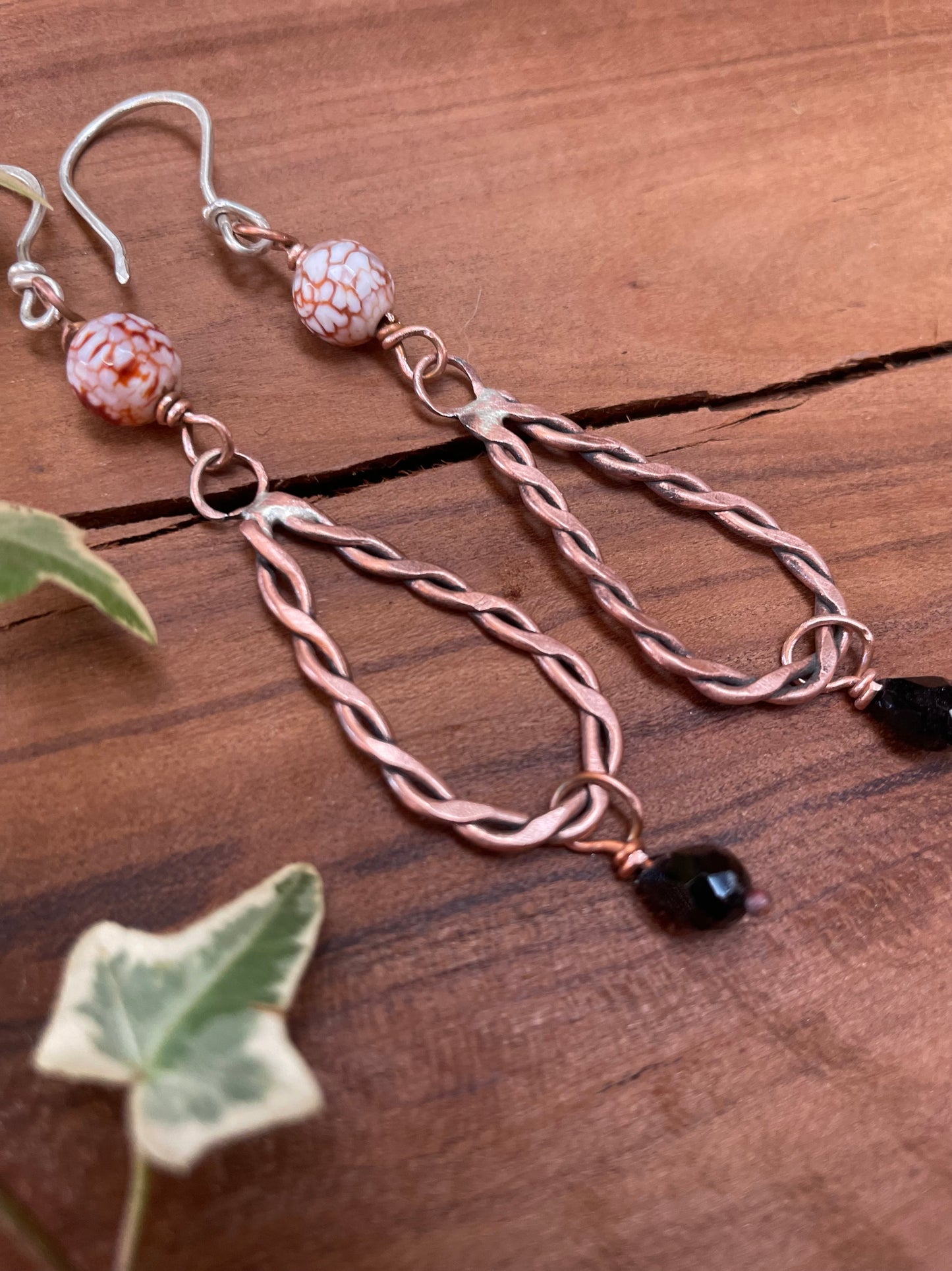 Copper And Sterling Hoop Earrings