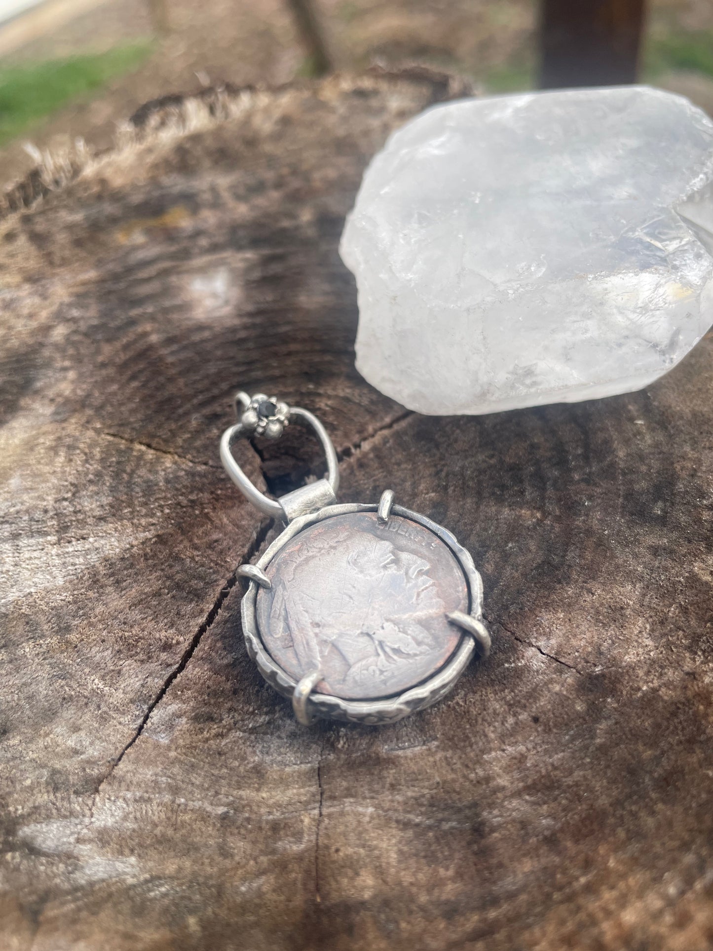 Indian Head Nickel Gemstone Pendant