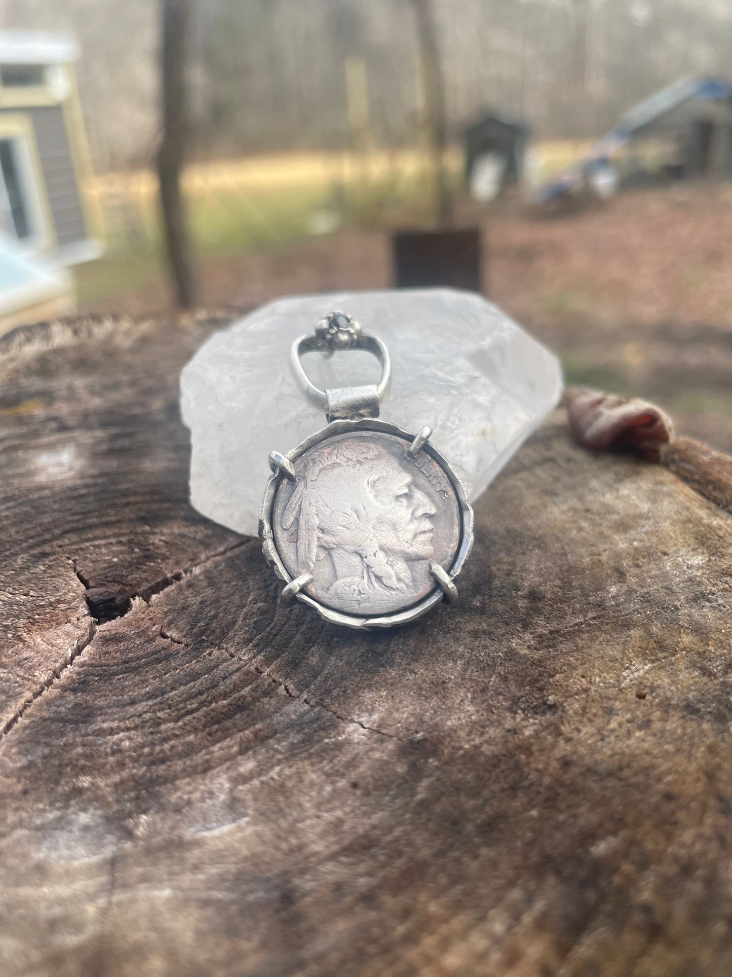 Indian Head Nickel Gemstone Pendant