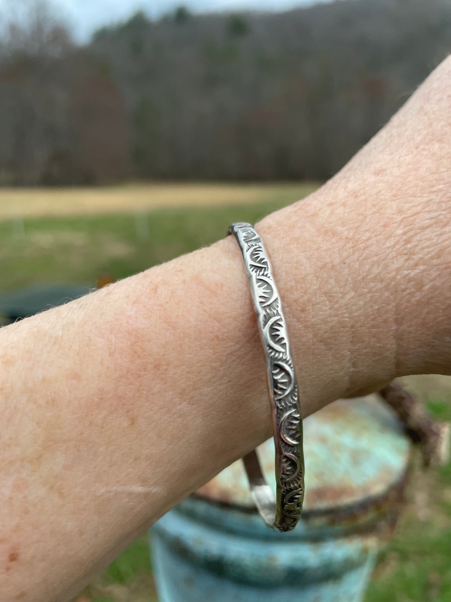 Sterling Stamped Bangle Bracelet