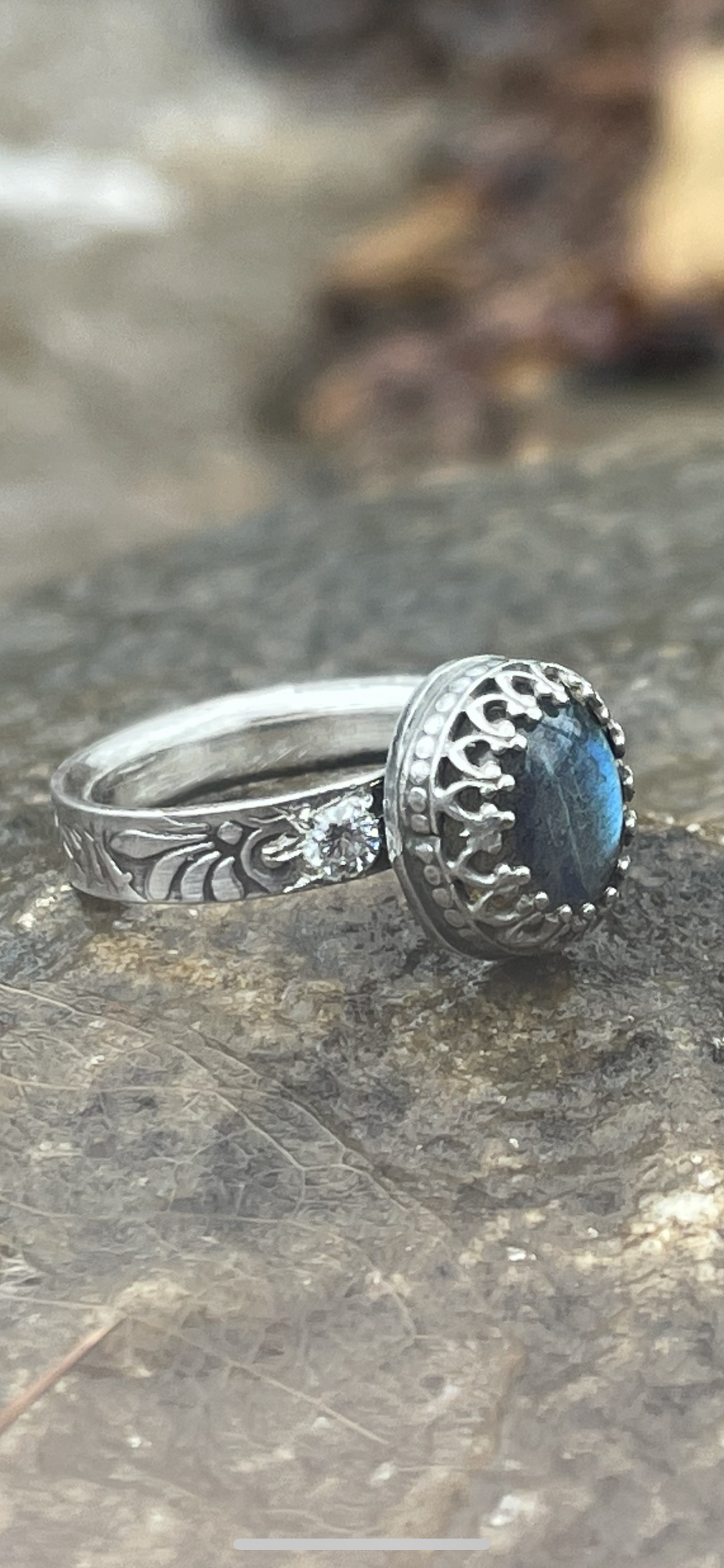 Labradorite Sterling Art Nouveau Ring