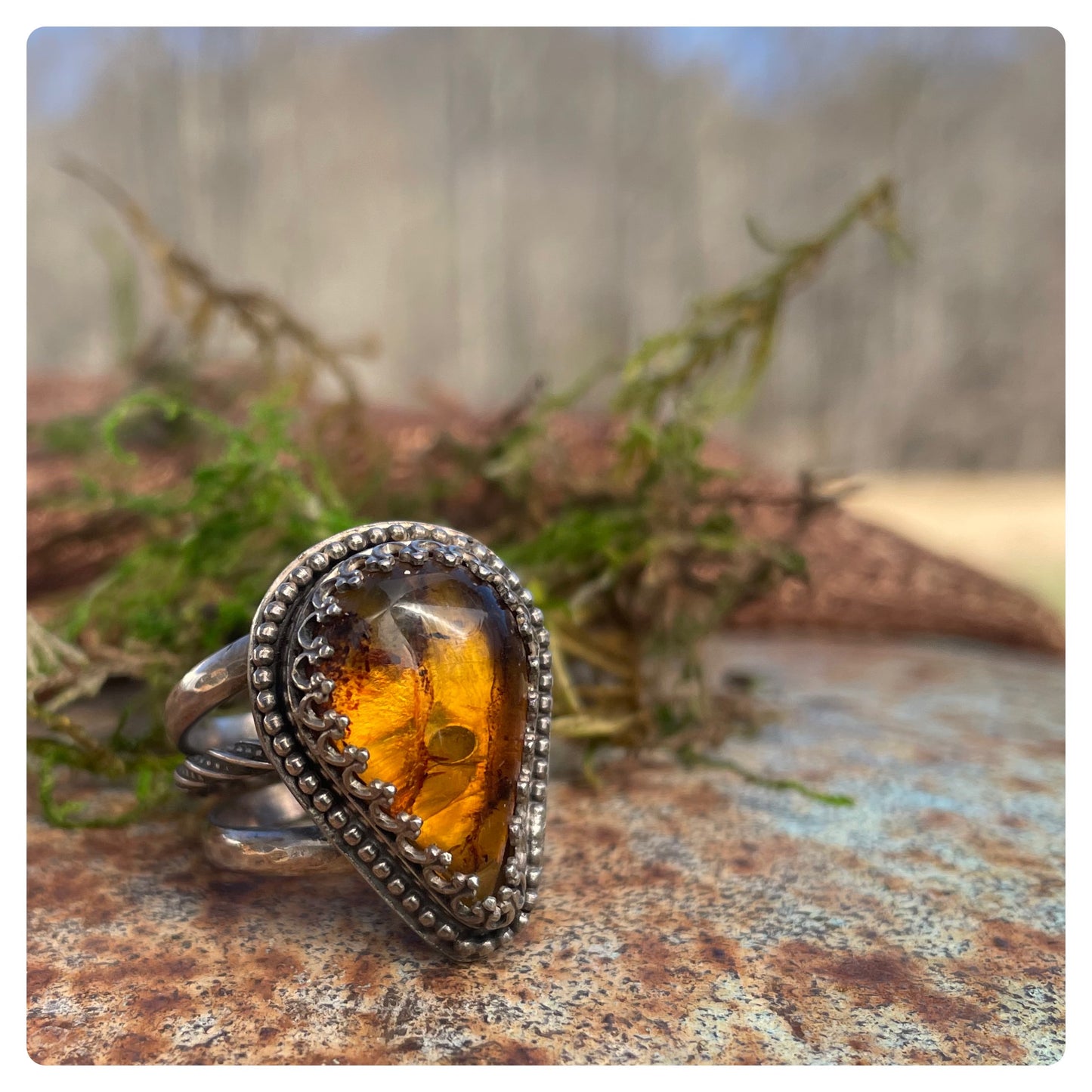 Chiapas Amber Triple Band Ring