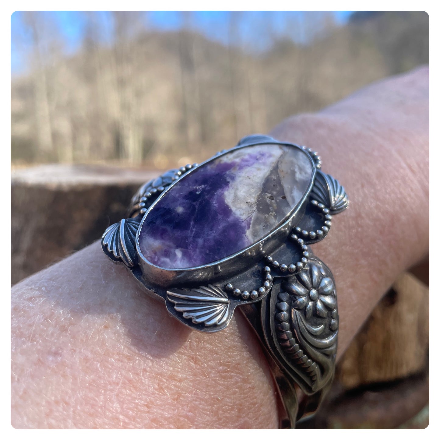 Purple Mexican Opal Cuff Bracelet