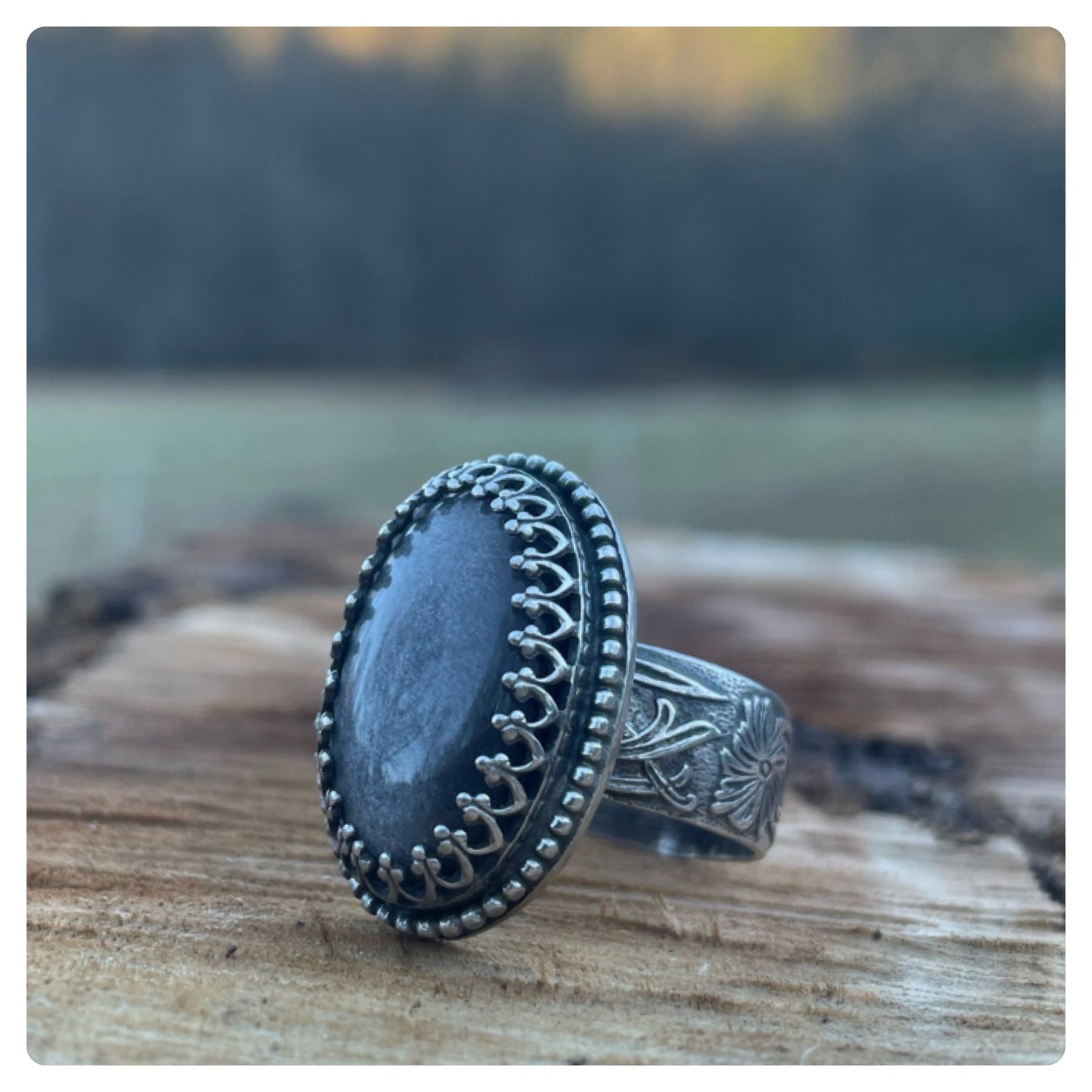 Silver Sheen Obsidian Ring