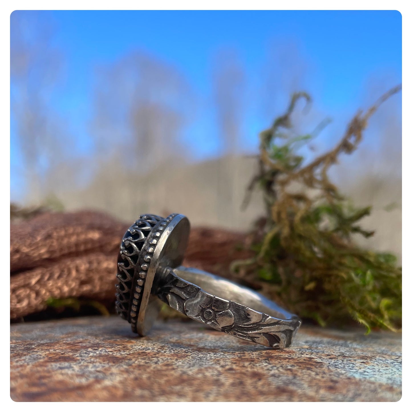 Silver Sheen Obsidian Ring