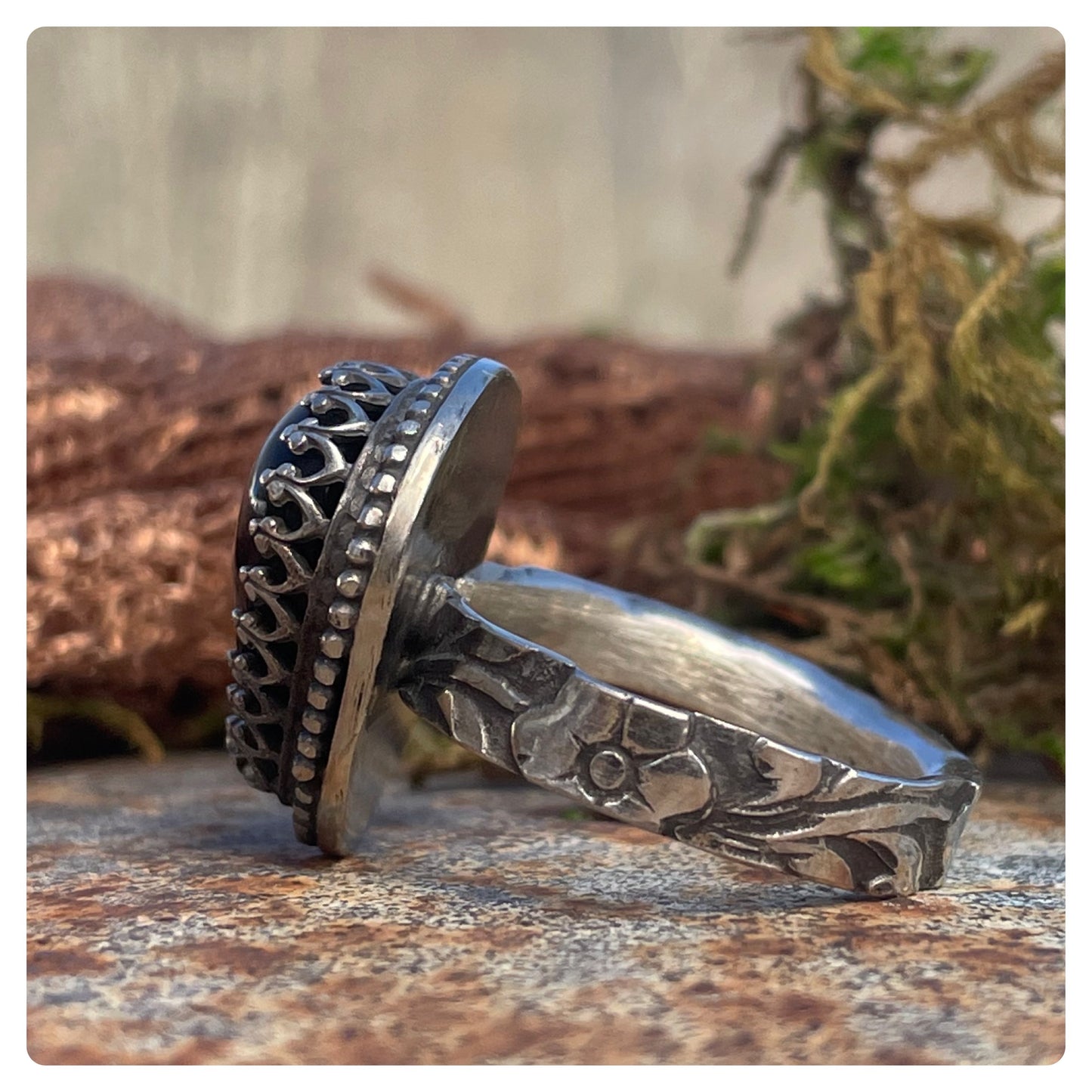 Silver Sheen Obsidian Ring