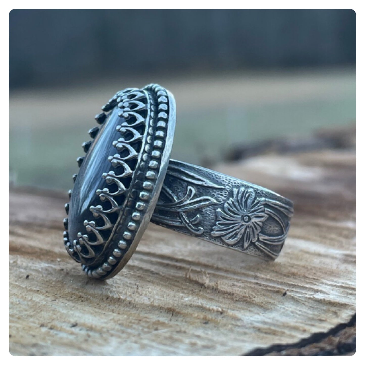 Silver Sheen Obsidian Ring