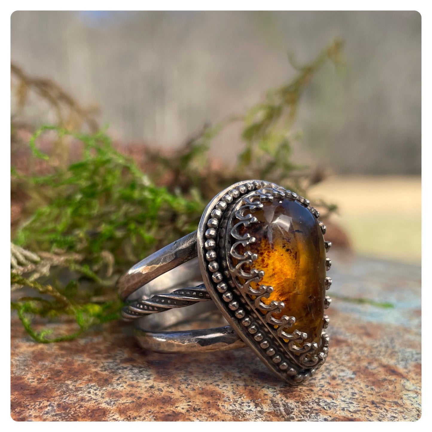 Chiapas Amber Triple Band Ring