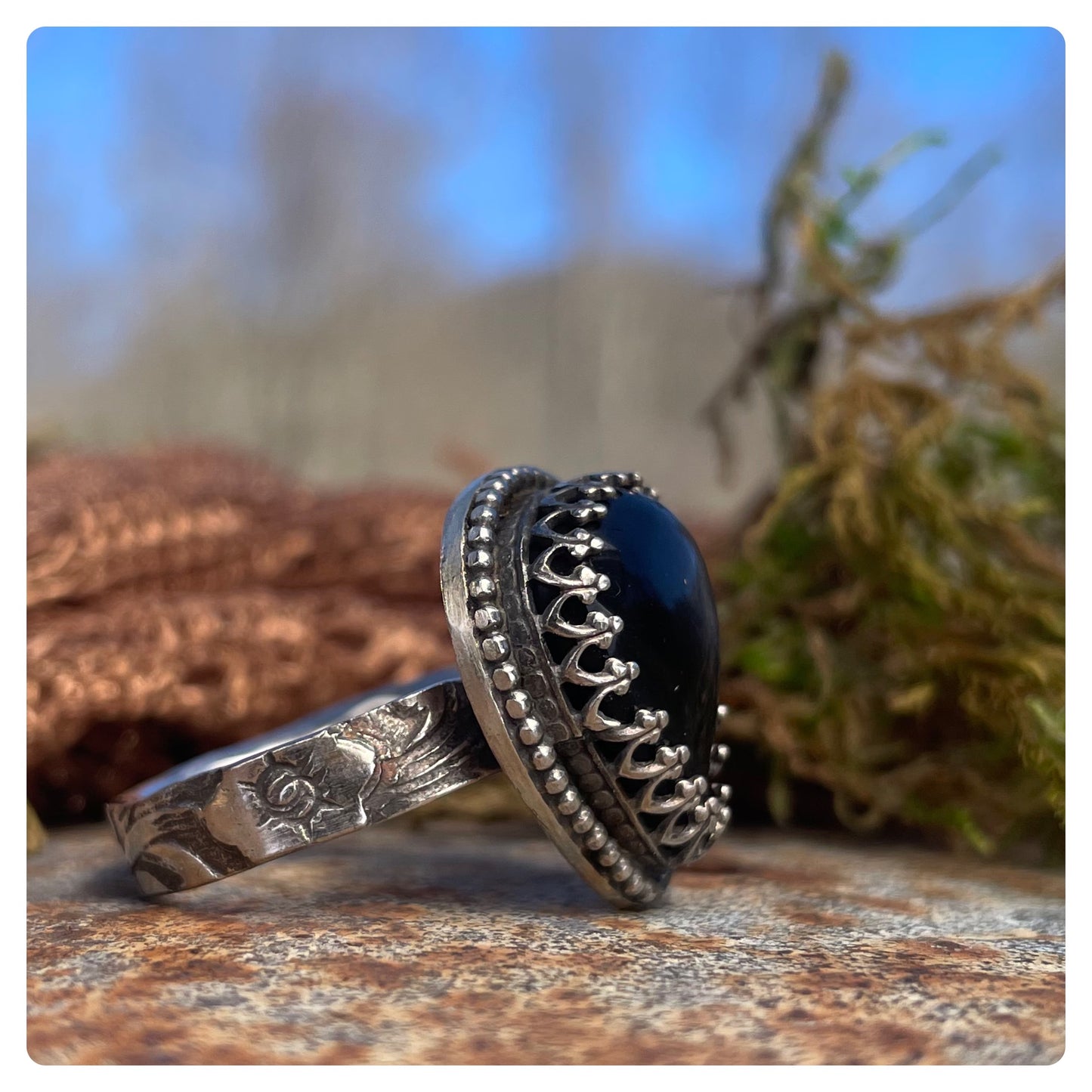 Silver Sheen Obsidian Ring