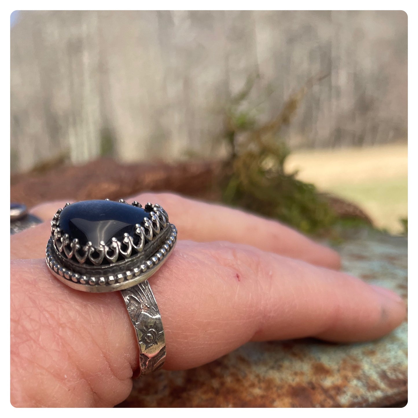 Silver Sheen Obsidian Ring