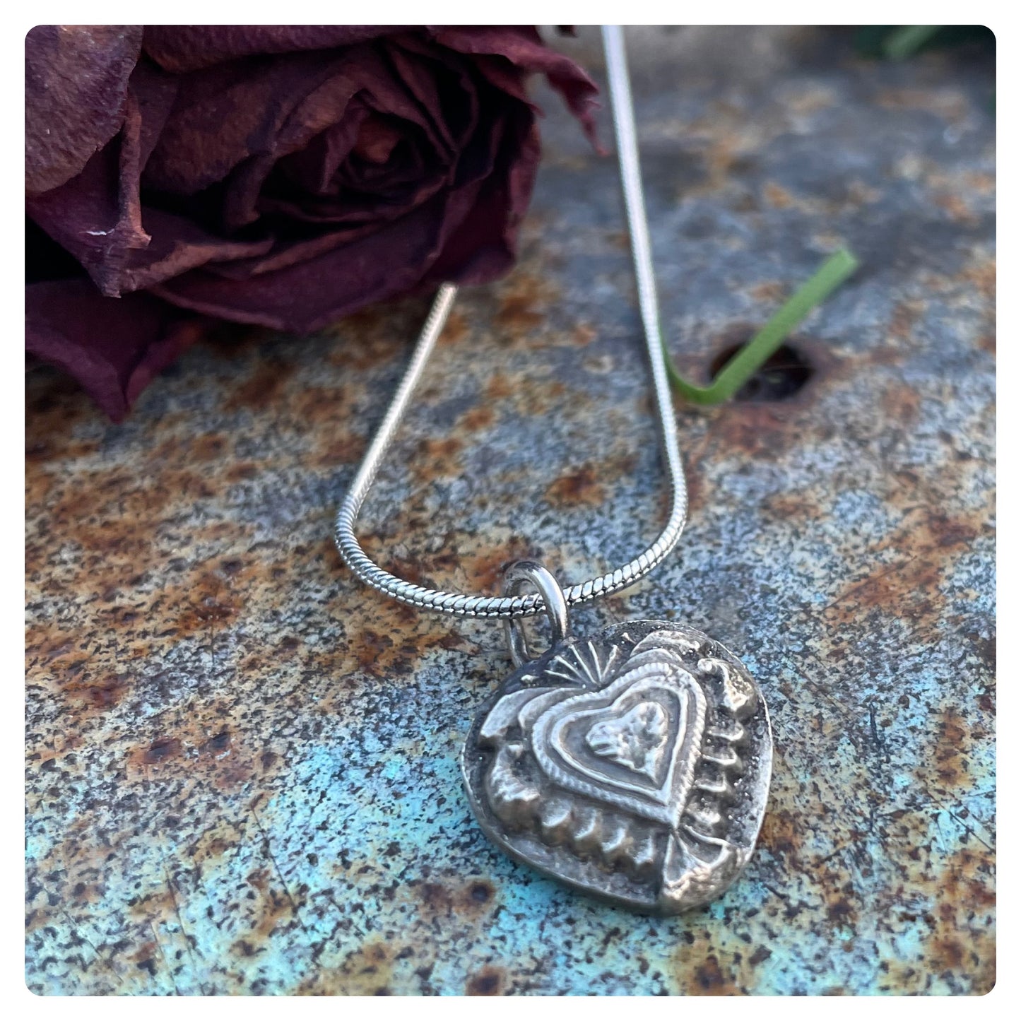 Sterling Art Nouveau Heart Charm Made to order