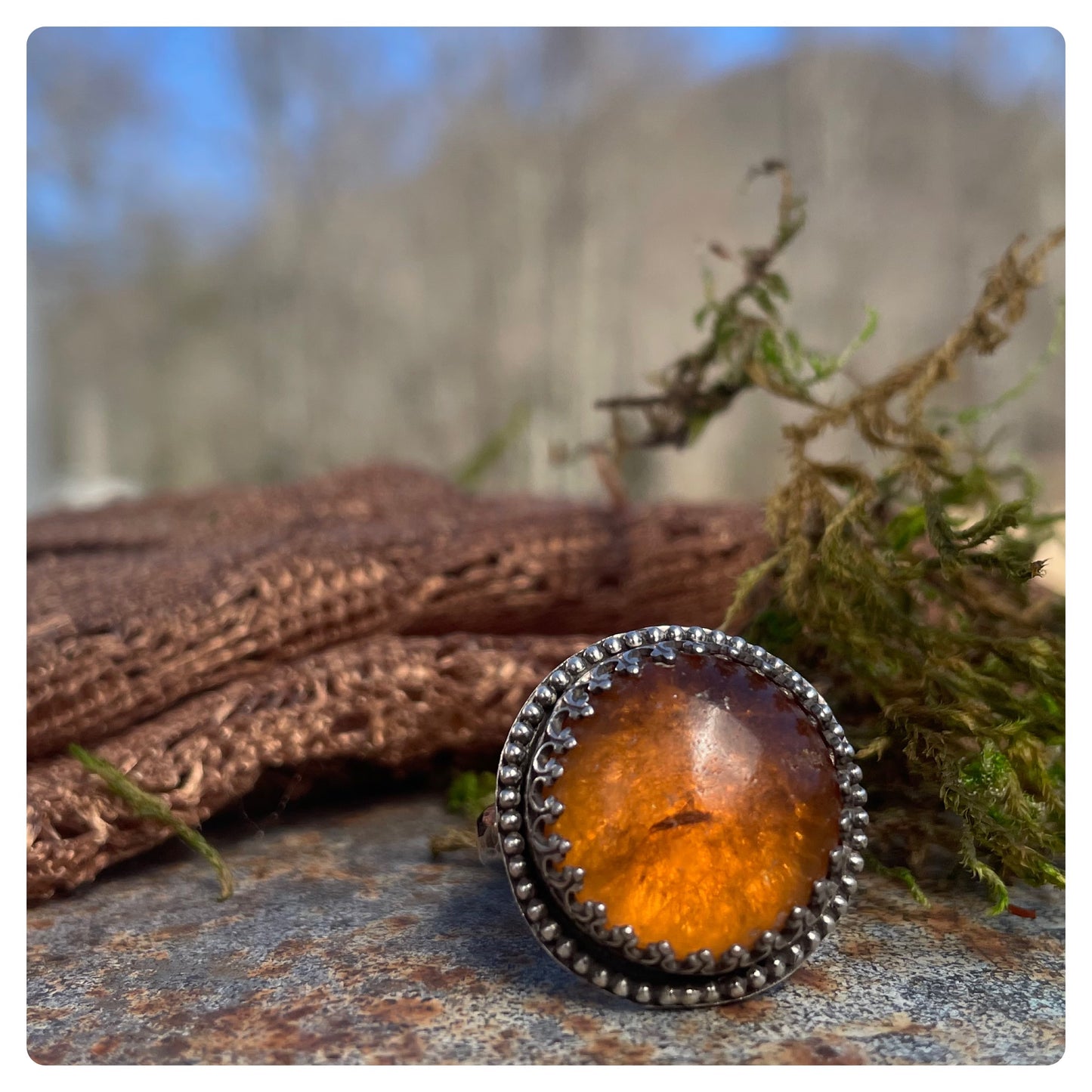 Chiapas Amber Sterling Ring