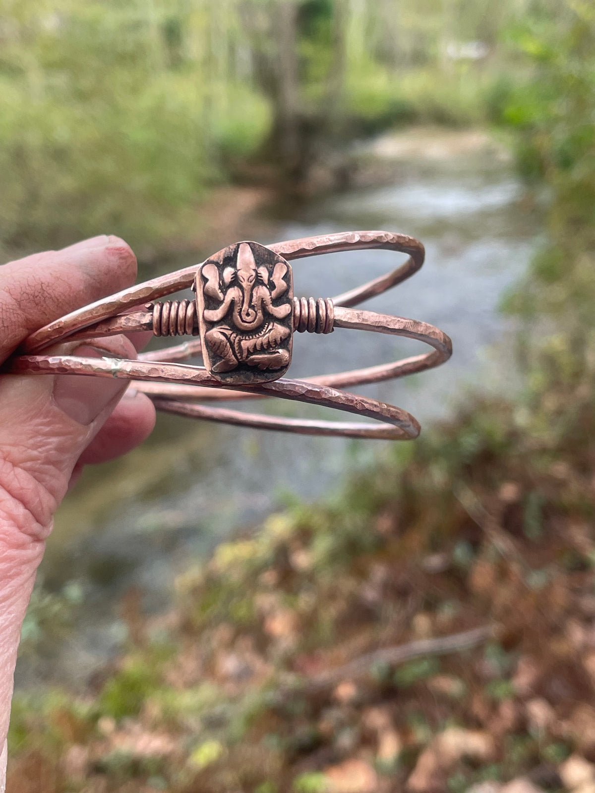 Set of 3 Copper Stacker Ganesh Bangles Bracelet